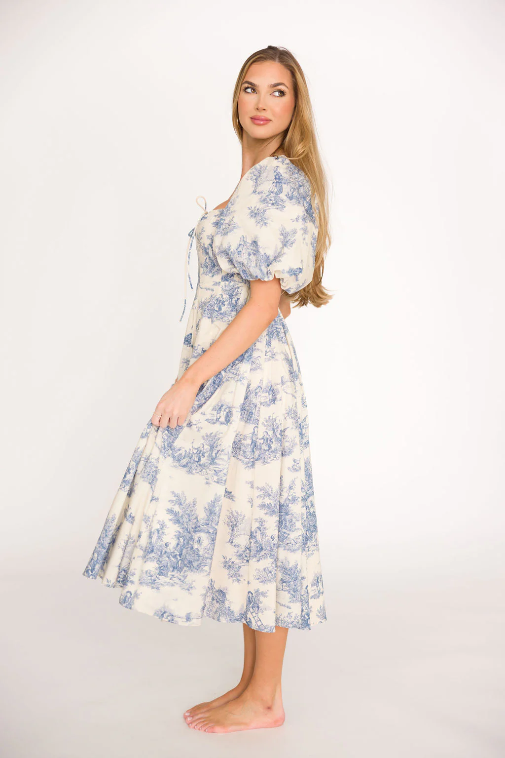 Mary Elizabeth Midi Dress in Blue - Image 10
