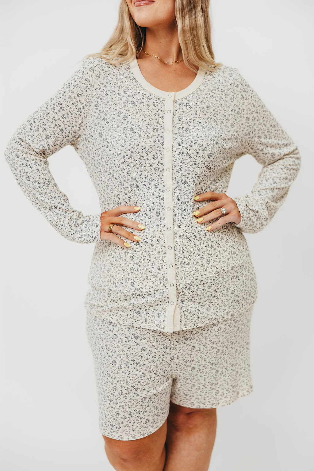 Rori Maternity Pajama Set in Ivory - Bump Friendly - Image 4