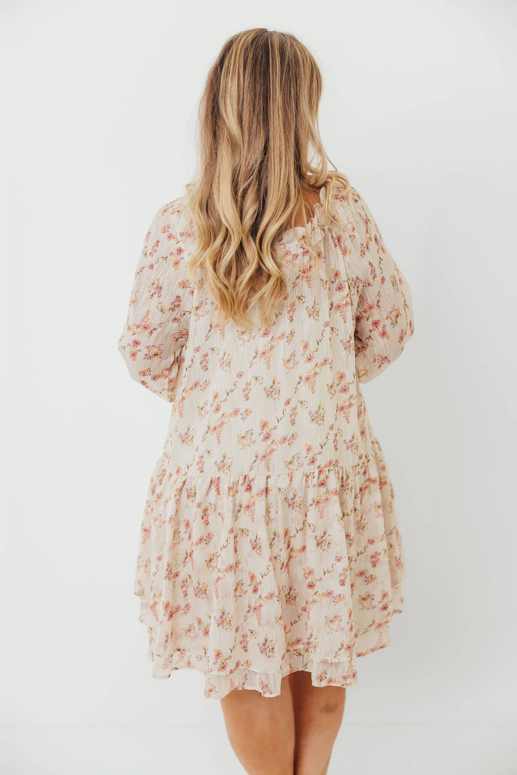 Maui Soft Petals Flare Mini Dress in Cream Multi with Detachable Liner - Image 13