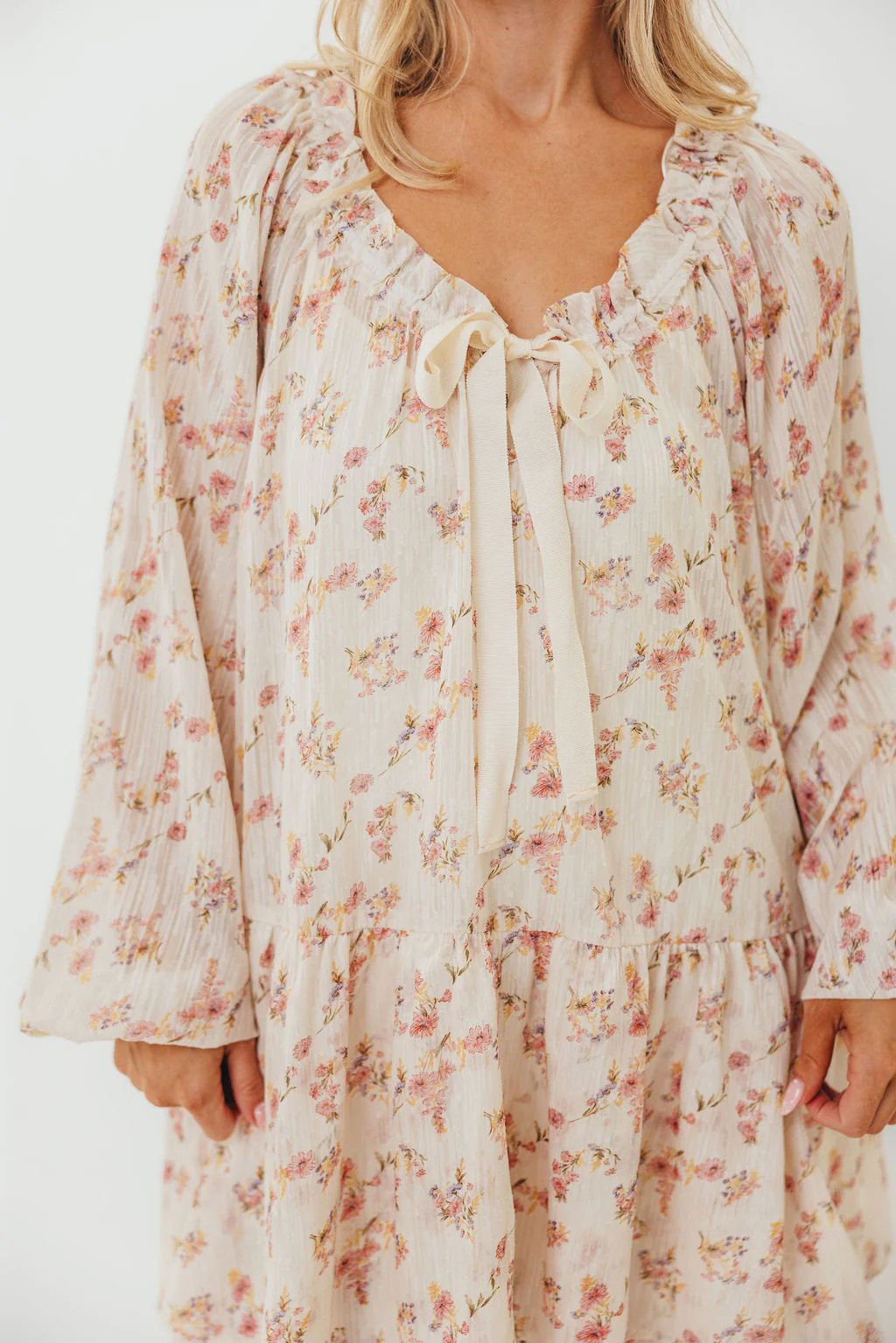 Maui Soft Petals Flare Mini Dress in Cream Multi with Detachable Liner - Image 14