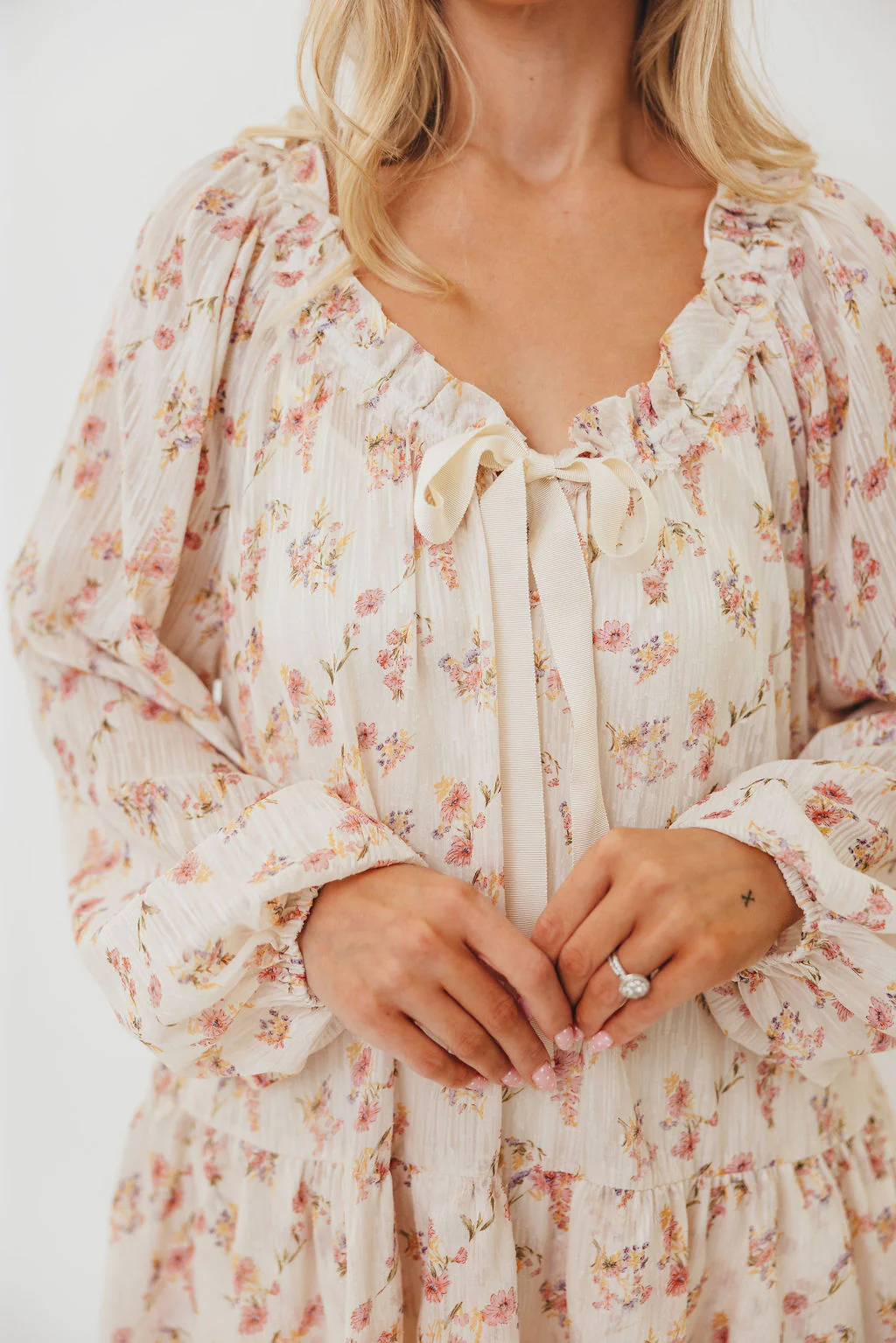 Maui Soft Petals Flare Mini Dress in Cream Multi with Detachable Liner - Image 15