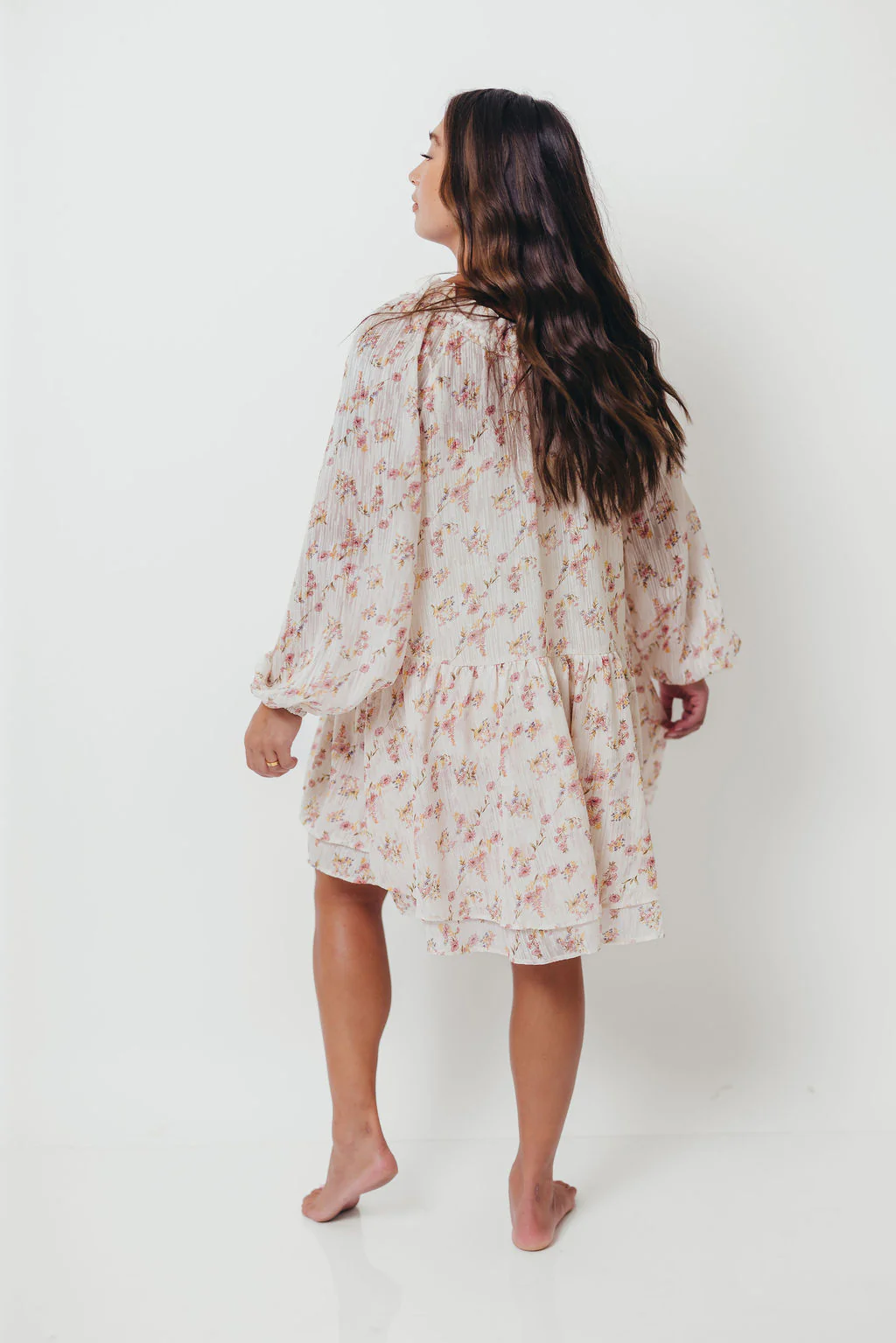Maui Soft Petals Flare Mini Dress in Cream Multi with Detachable Liner - Image 20