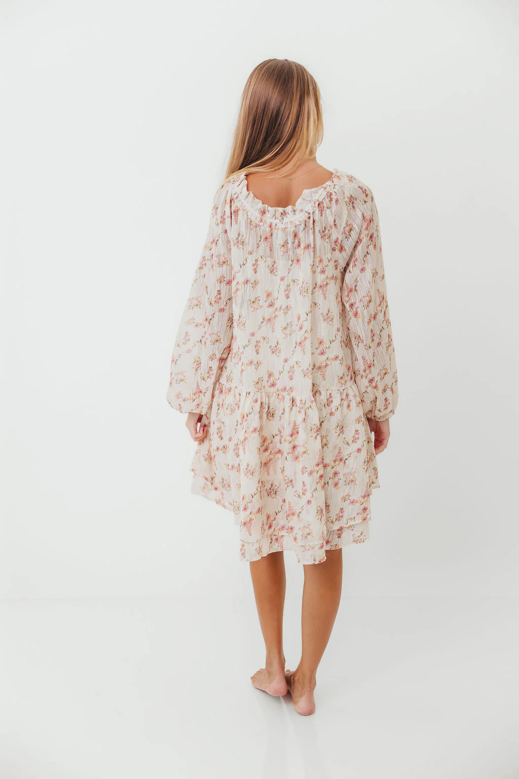 Maui Soft Petals Flare Mini Dress in Cream Multi with Detachable Liner - Image 6