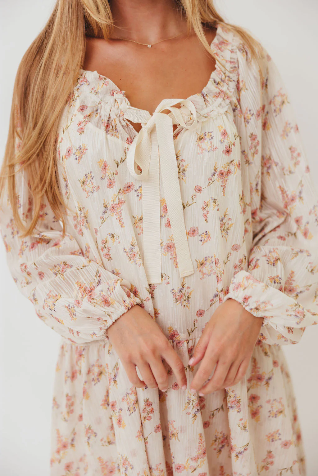 Maui Soft Petals Flare Mini Dress in Cream Multi with Detachable Liner - Image 8