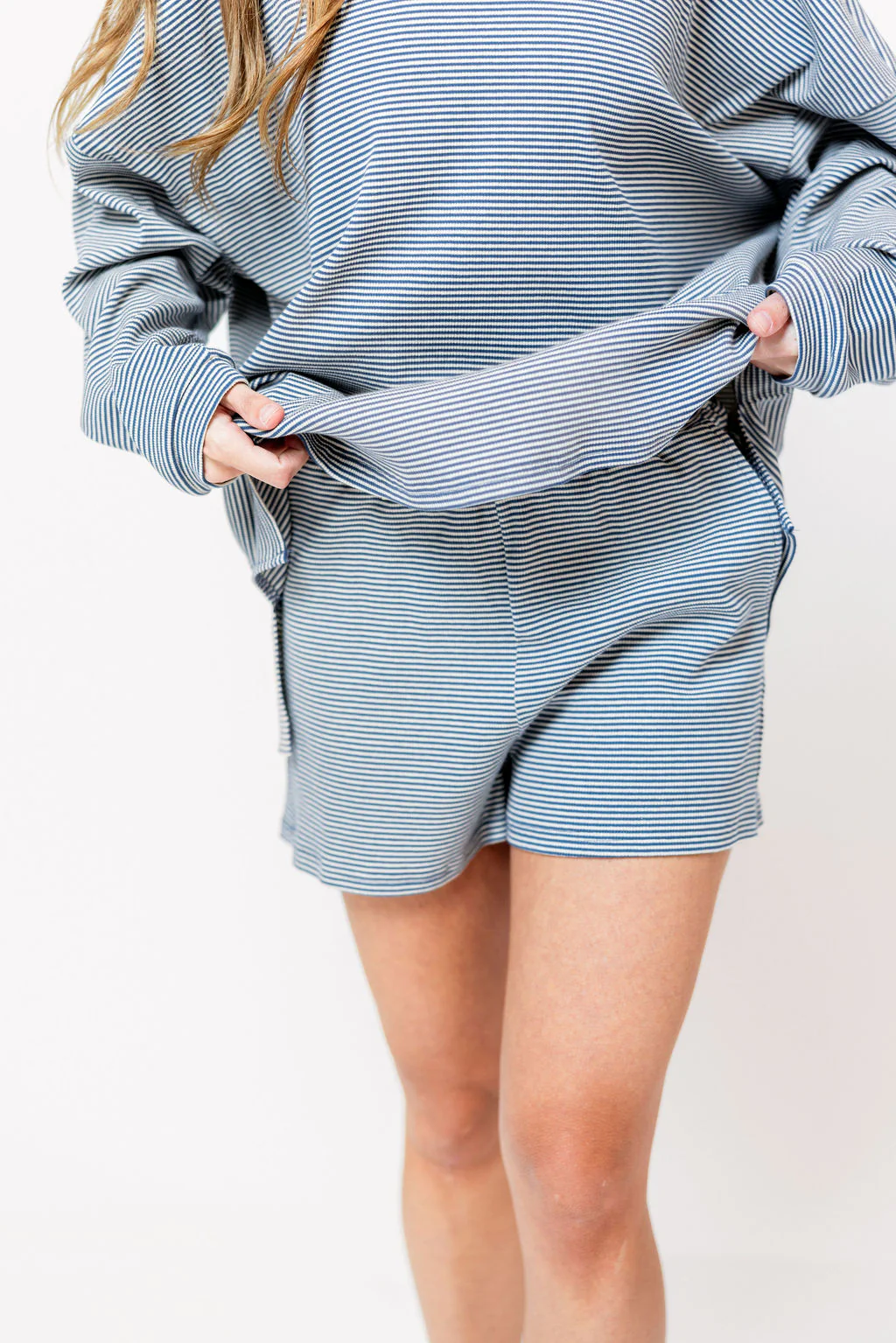 Maxwell Ribbed Stripe Shorts in Blue - Image 12