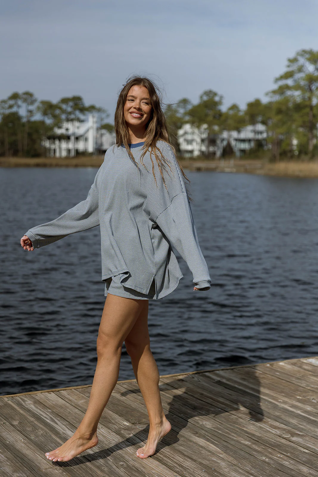 Maxwell Ribbed Stripe Shorts in Blue - Image 5