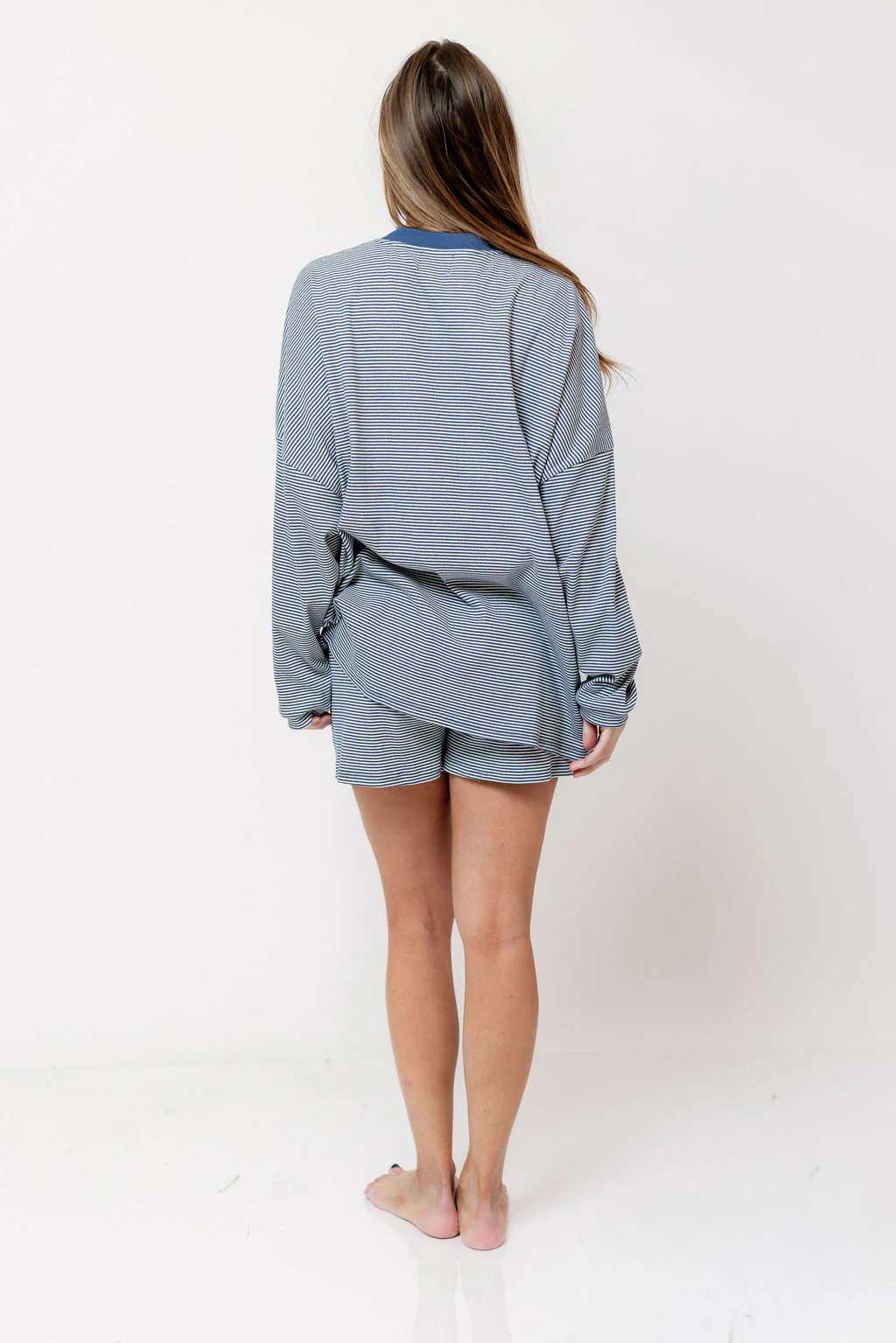 Maxwell Ribbed Stripe Shorts in Blue - Image 7
