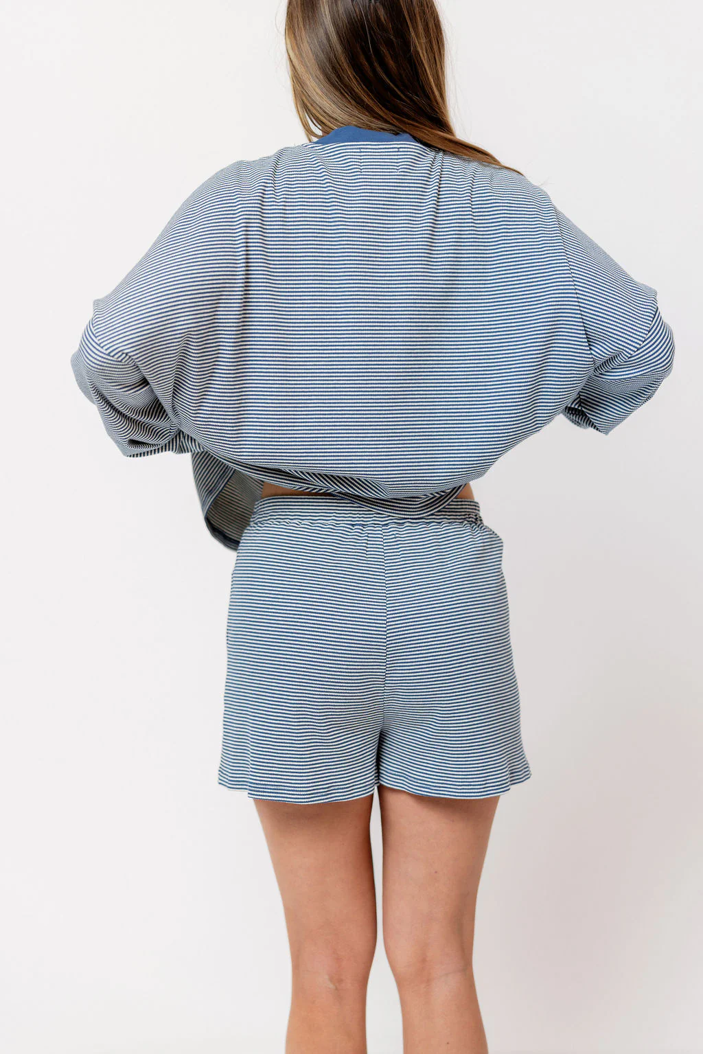 Maxwell Ribbed Stripe Shorts in Blue - Image 8