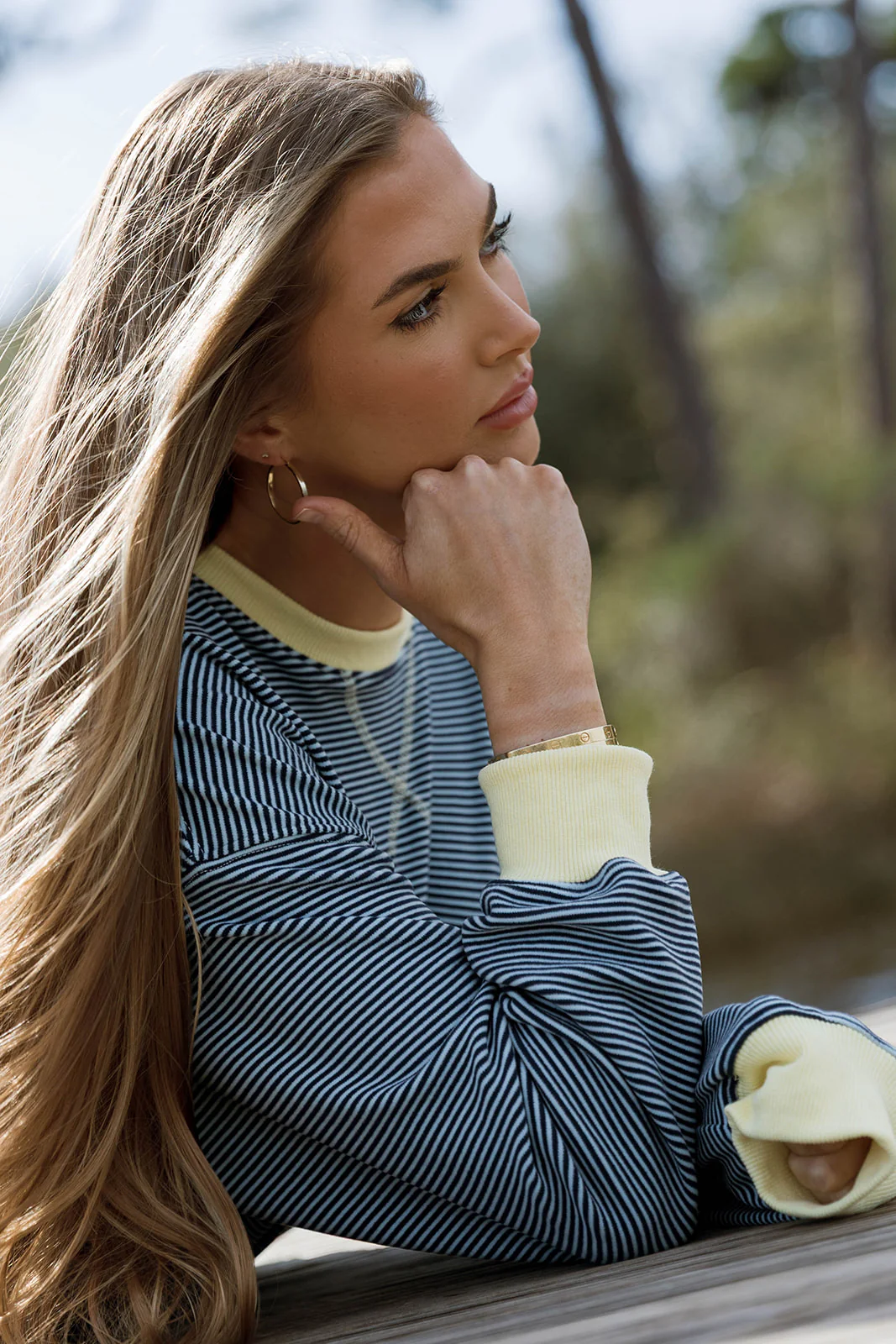 Daisy Pullover in Light Blue-Navy Stripe - Image 4