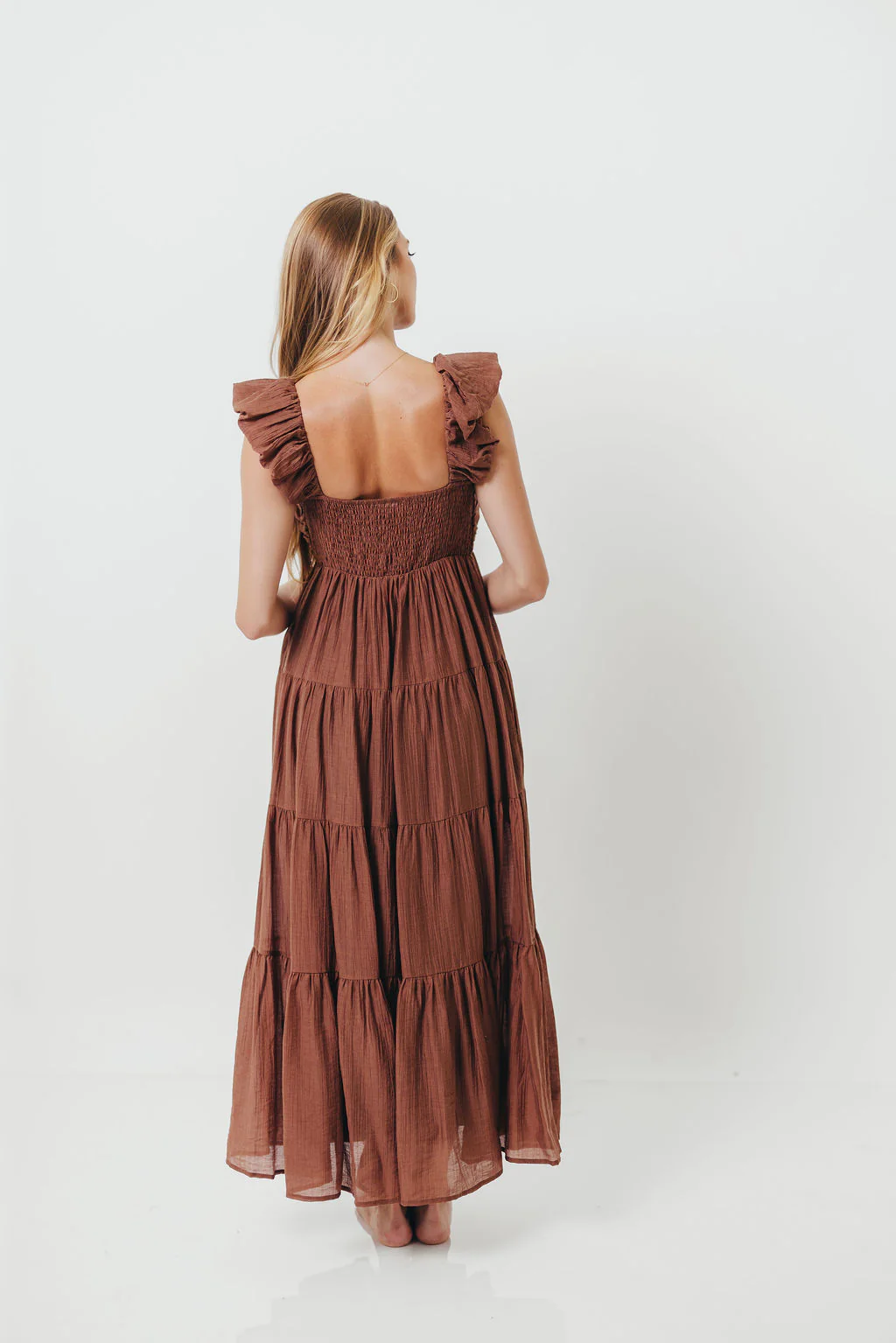 Katy Pleated Bodice Maxi Dress in Hazelnut - Bump Friendly - Image 10