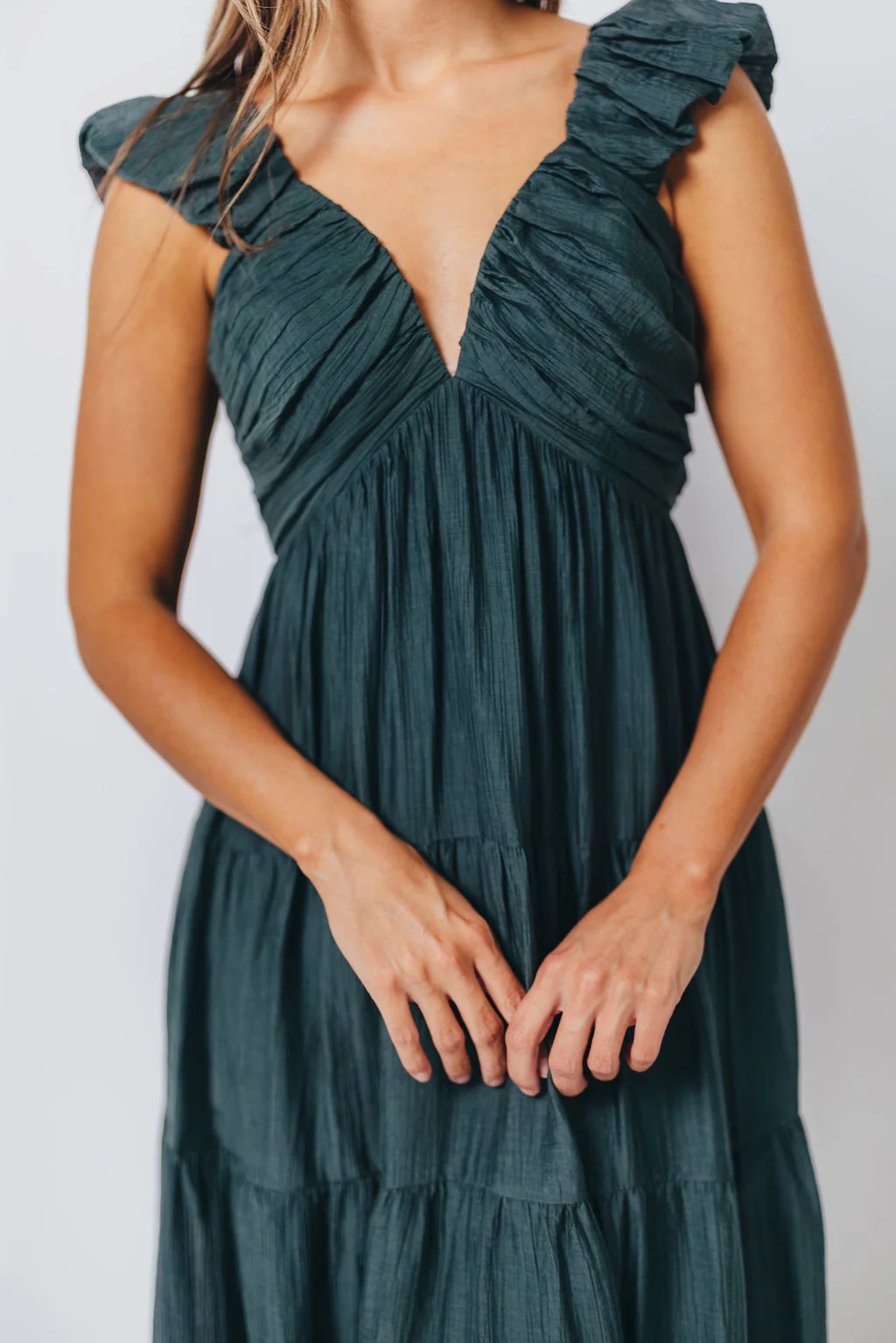 Katy Pleated Bodice Maxi Dress in Deep Teal - Bump Friendly - Image 7