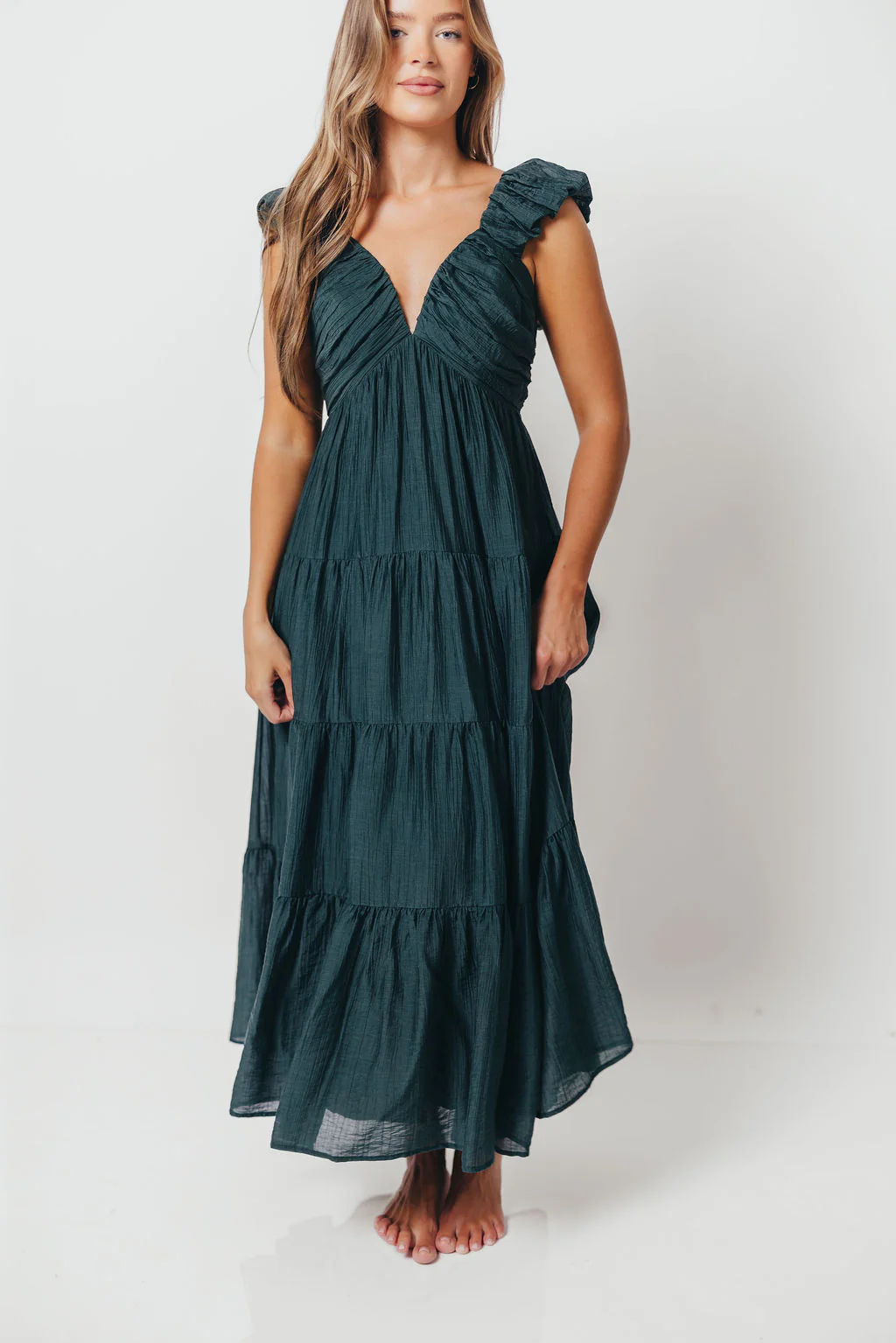 Katy Pleated Bodice Maxi Dress in Deep Teal - Bump Friendly - Image 8