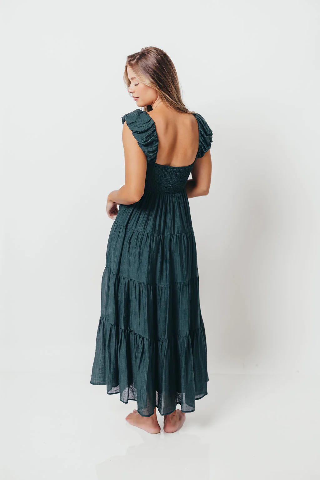 Katy Pleated Bodice Maxi Dress in Deep Teal - Bump Friendly - Image 9