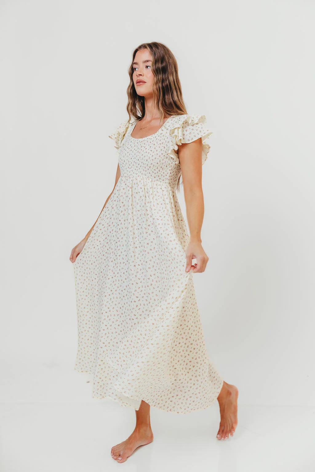 Mikel 100% Cotton Floral Maxi Dress in Pink - Image 2