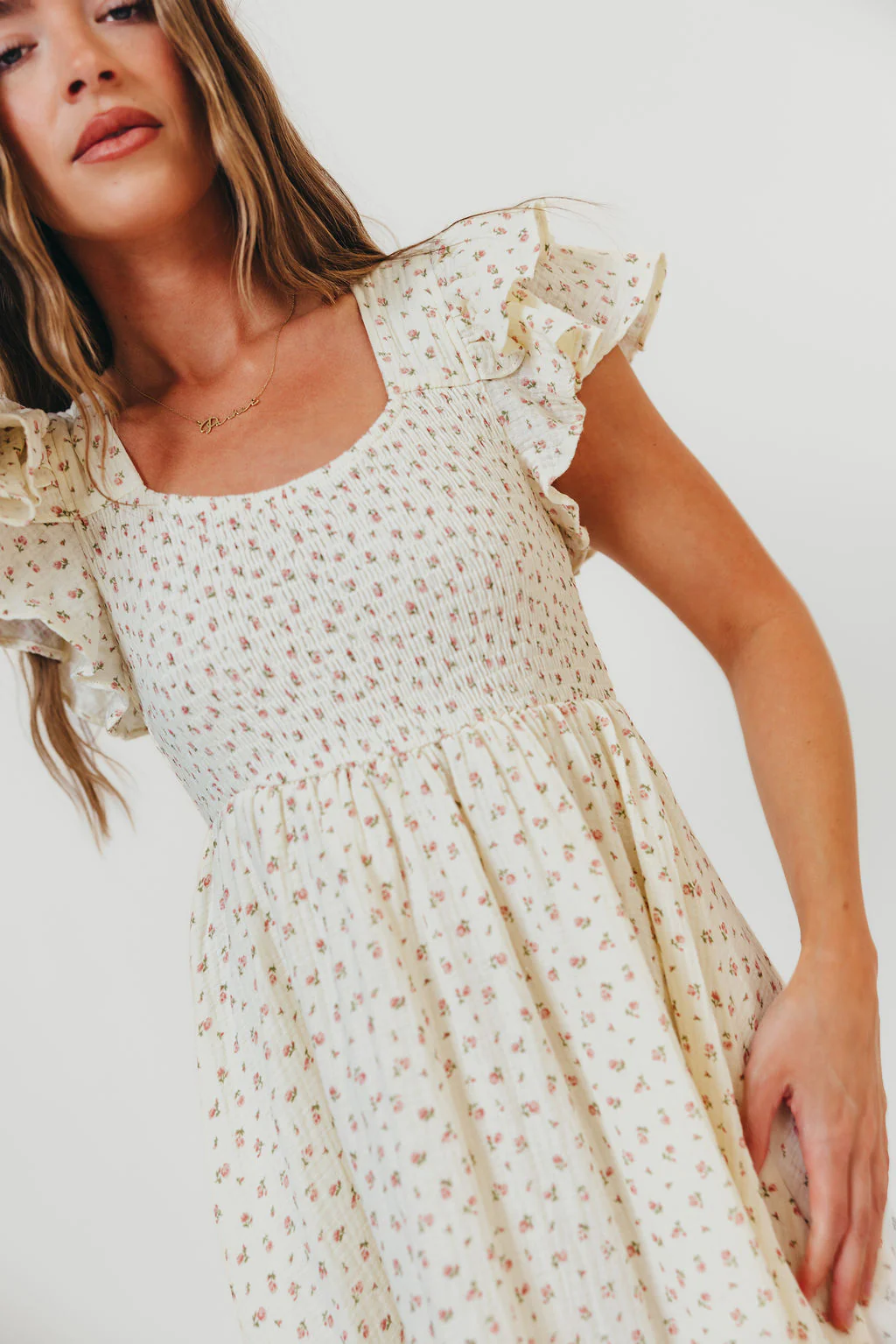 Mikel 100% Cotton Floral Maxi Dress in Pink - Image 3