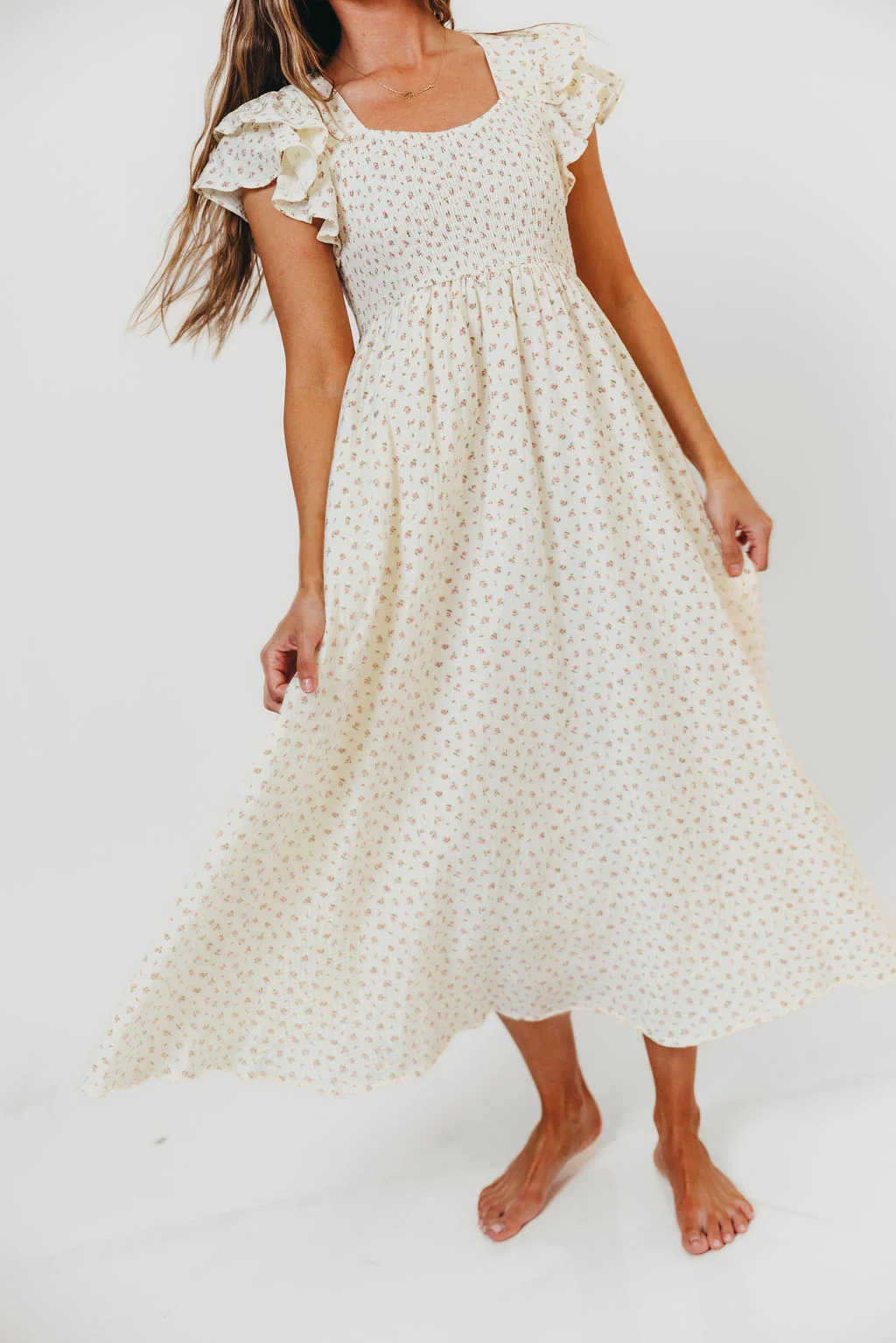 Mikel 100% Cotton Floral Maxi Dress in Pink - Image 5