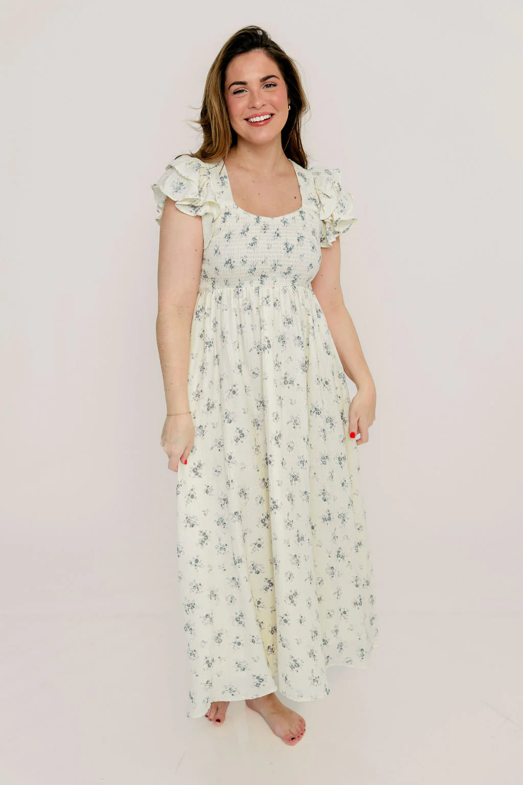 Mikel 100% Cotton Maxi Dress in Blue - Image 11