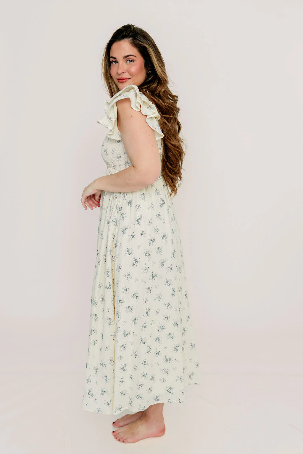 Mikel 100% Cotton Maxi Dress in Blue - Image 13