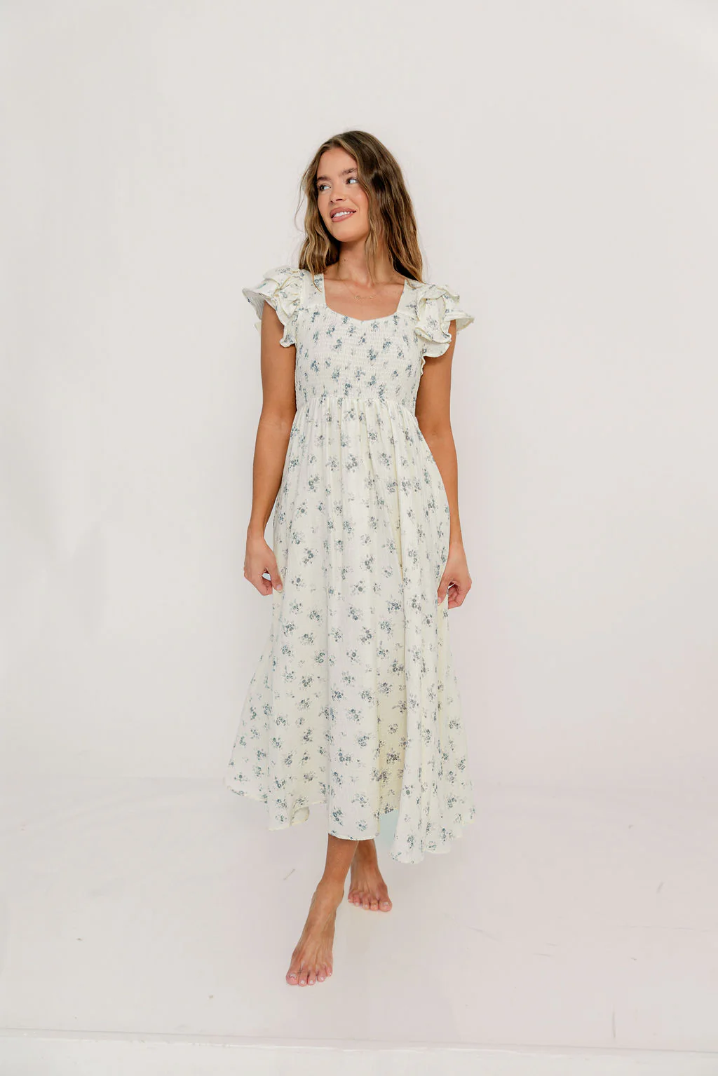 Mikel 100% Cotton Maxi Dress in Blue - Image 2