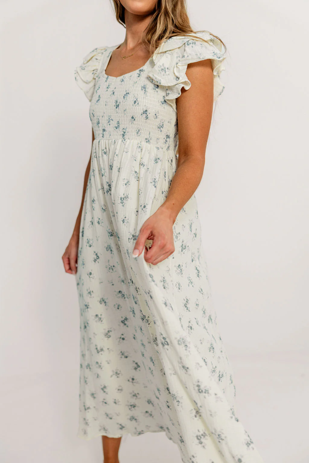 Mikel 100% Cotton Maxi Dress in Blue - Image 3