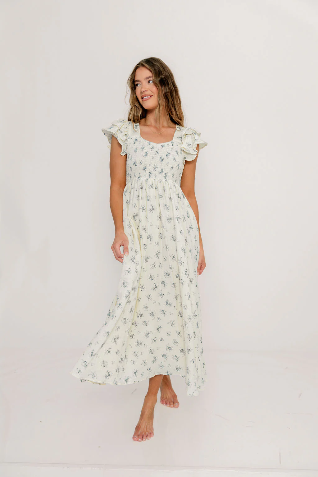 Mikel 100% Cotton Maxi Dress in Blue - Image 4
