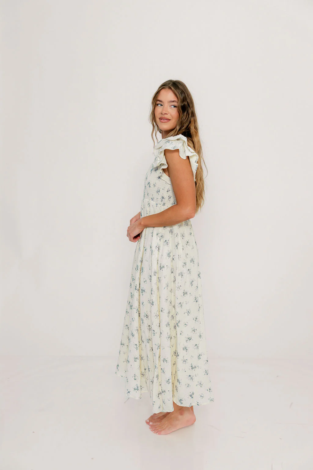 Mikel 100% Cotton Maxi Dress in Blue - Image 5