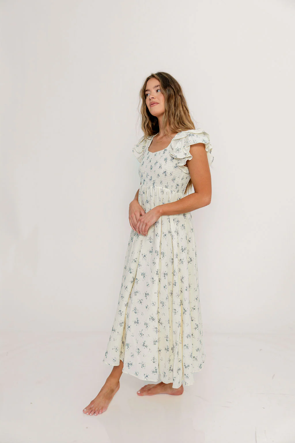 Mikel 100% Cotton Maxi Dress in Blue - Image 6