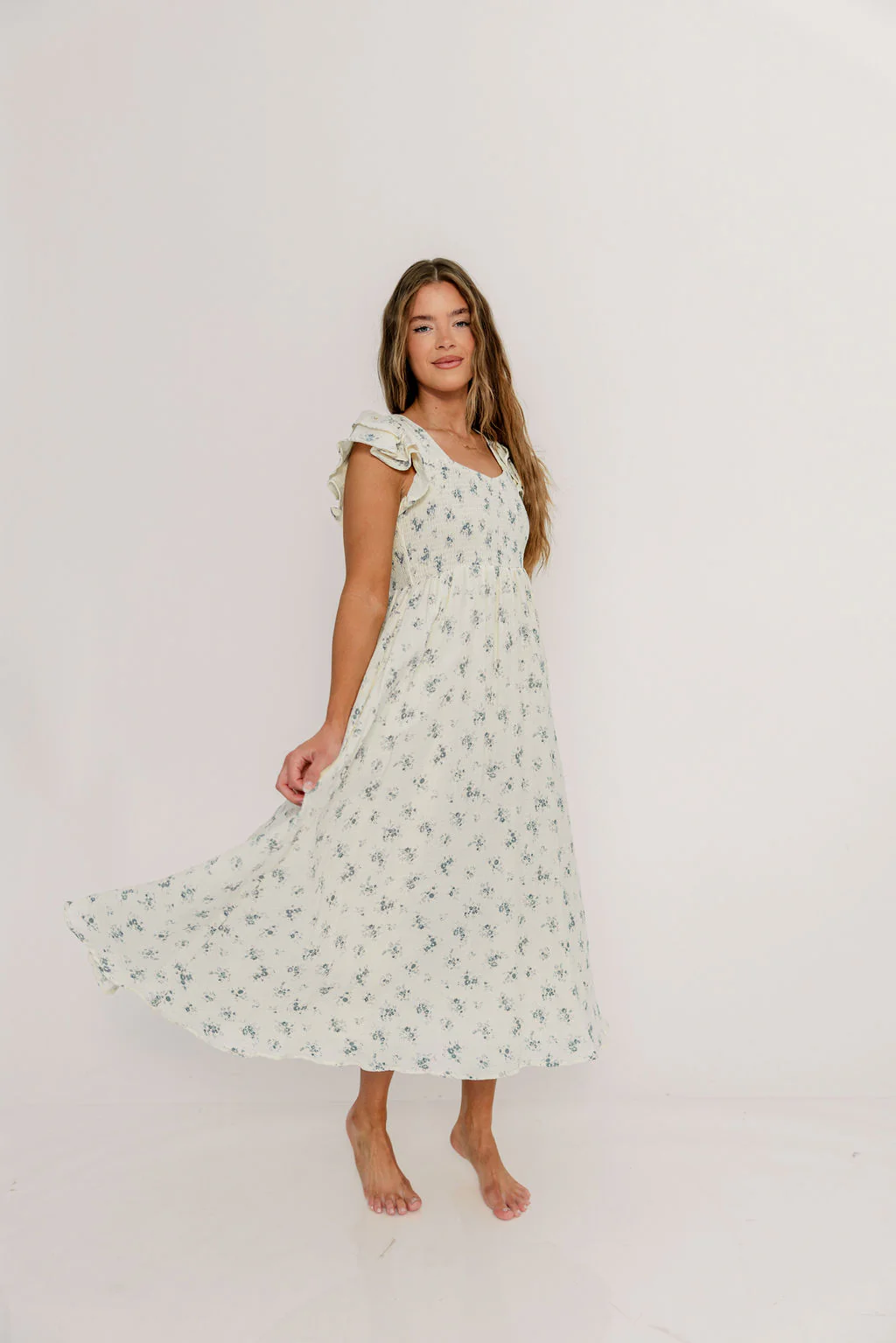 Mikel 100% Cotton Maxi Dress in Blue - Image 7