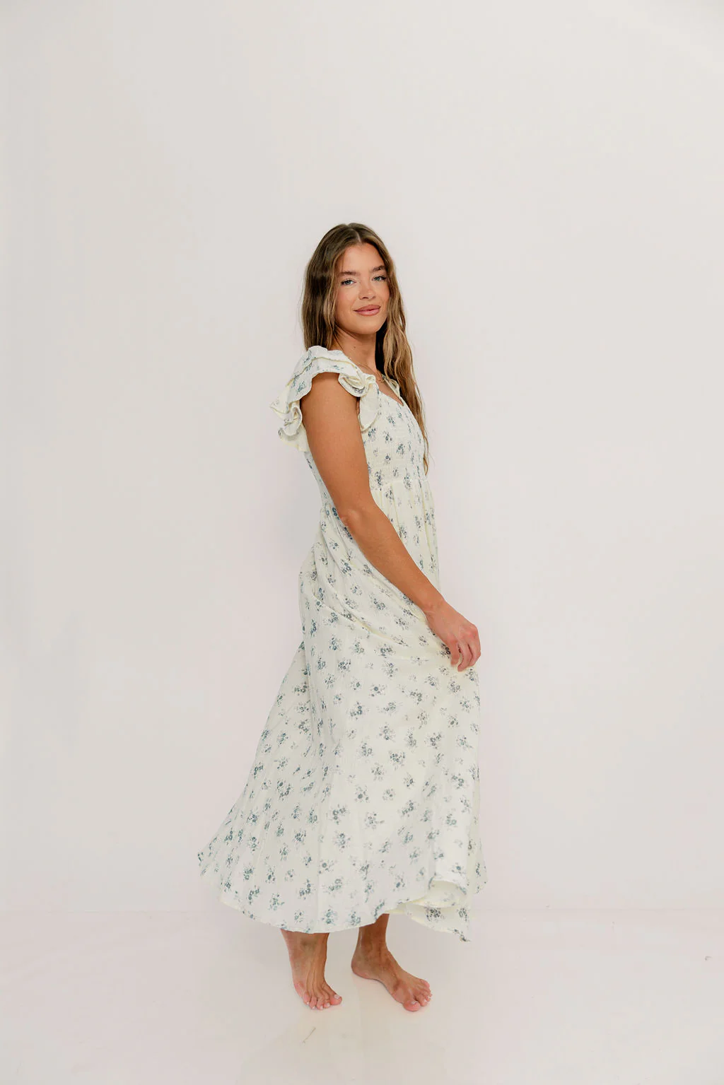 Mikel 100% Cotton Maxi Dress in Blue - Image 8