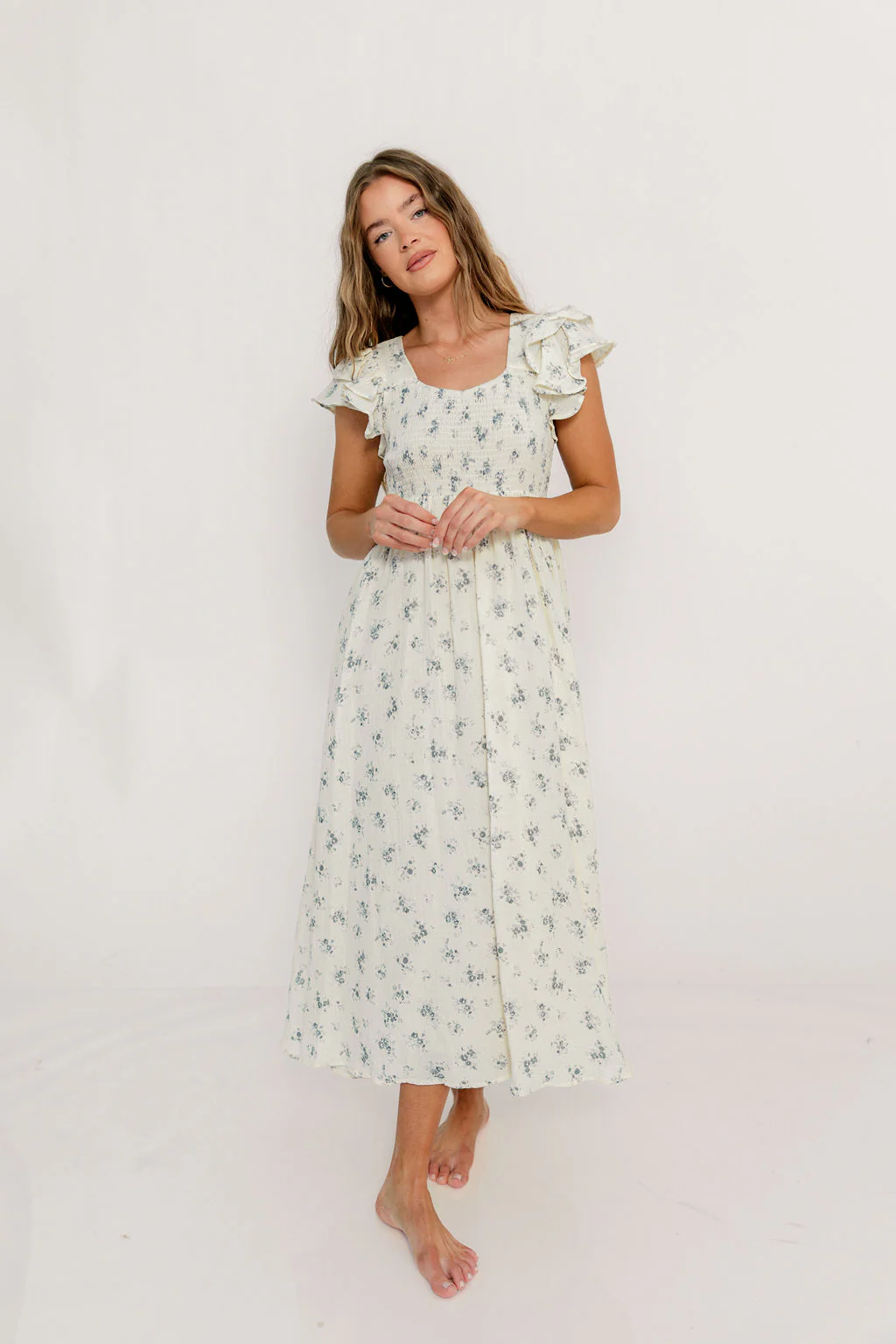 Mikel 100% Cotton Maxi Dress in Blue - Image 9