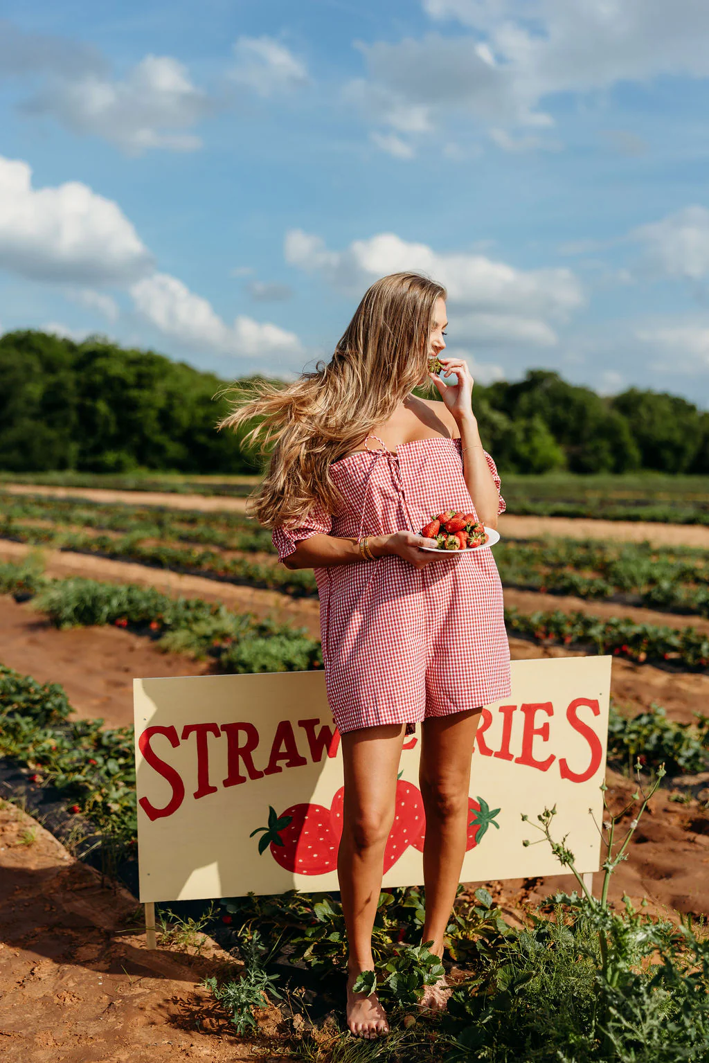 Miley Gingham Romper in Red/White - Image 7