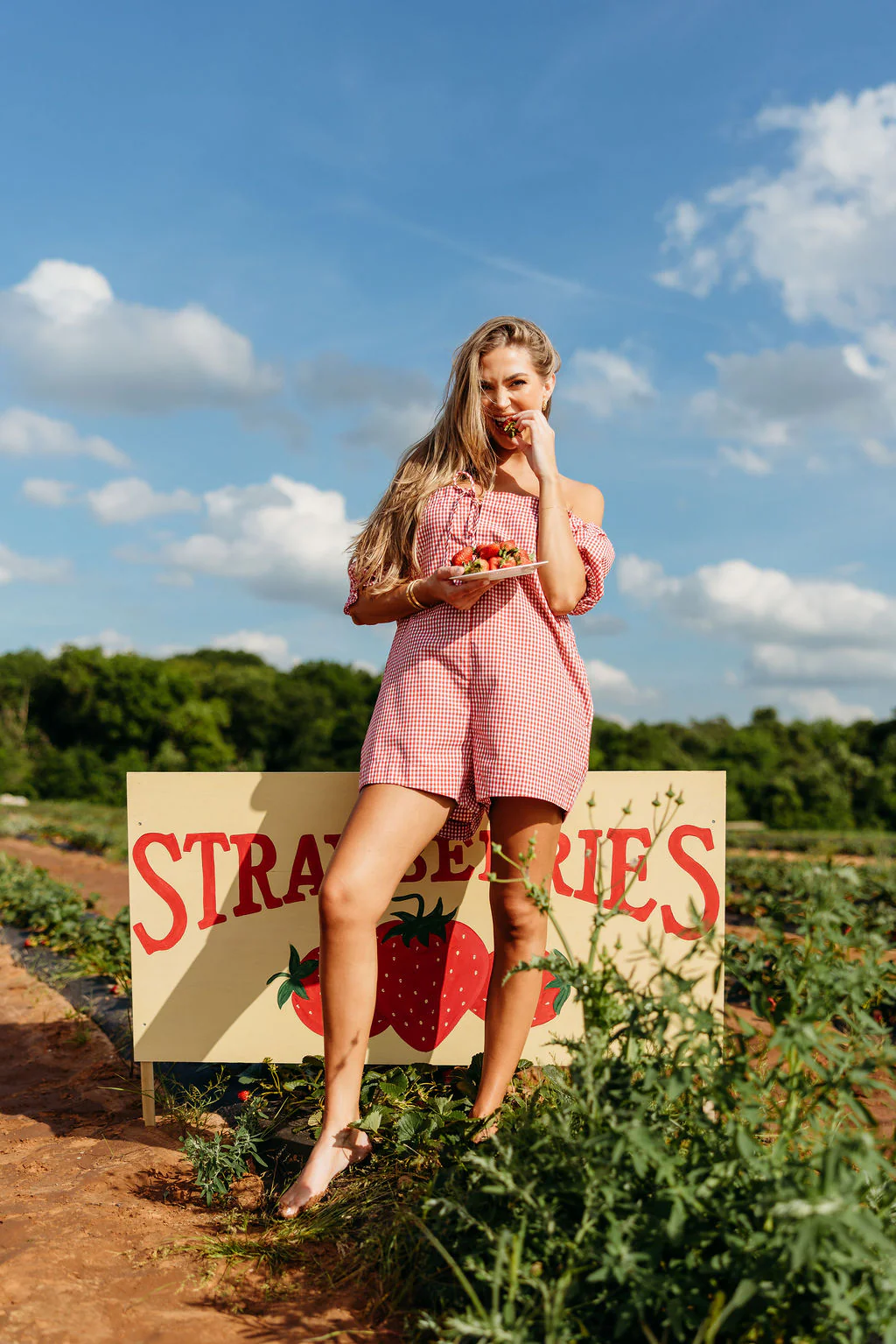 Miley Gingham Romper in Red/White - Image 9