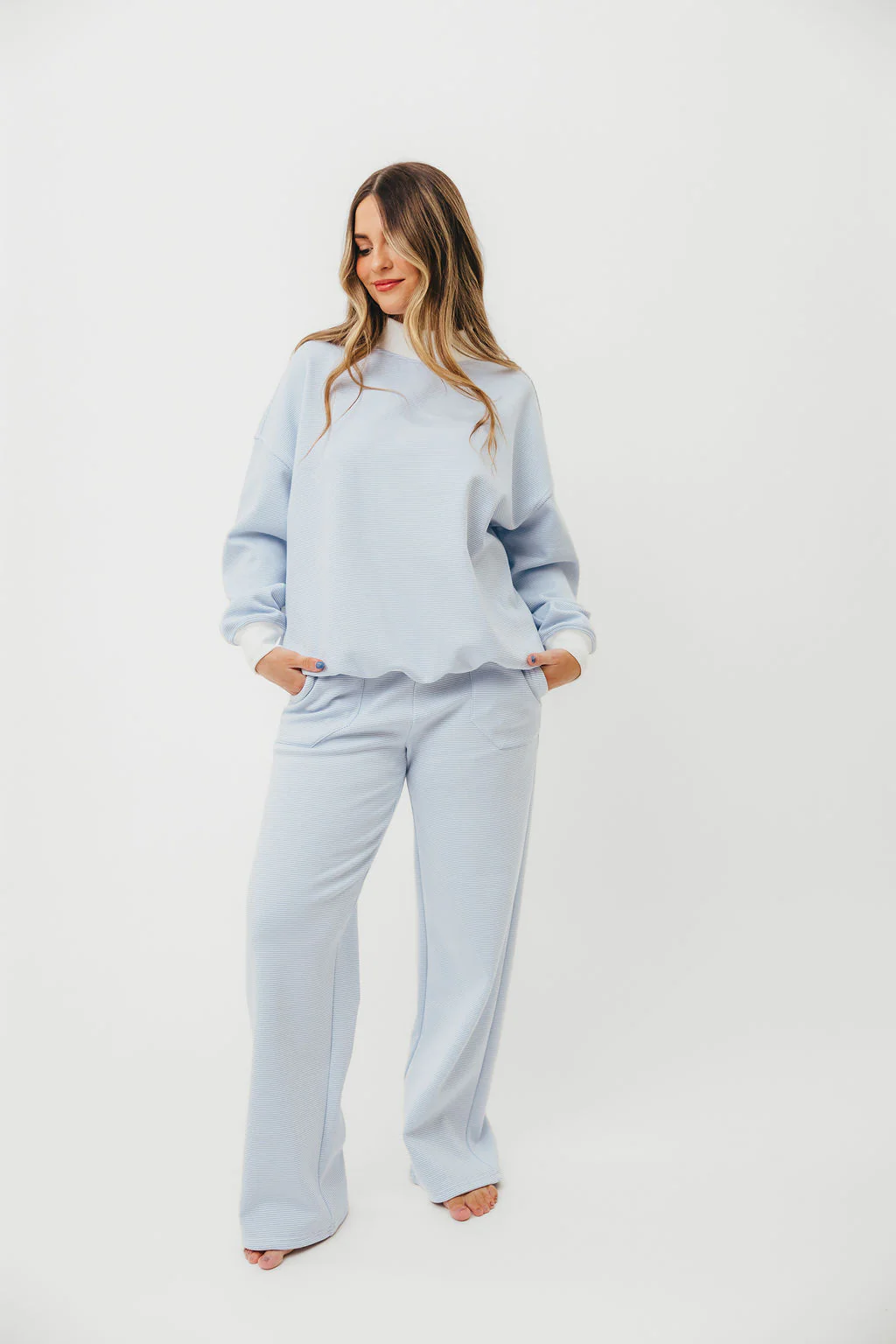 Nixon Mini Striped Sweatpants in Blue and White - Image 11