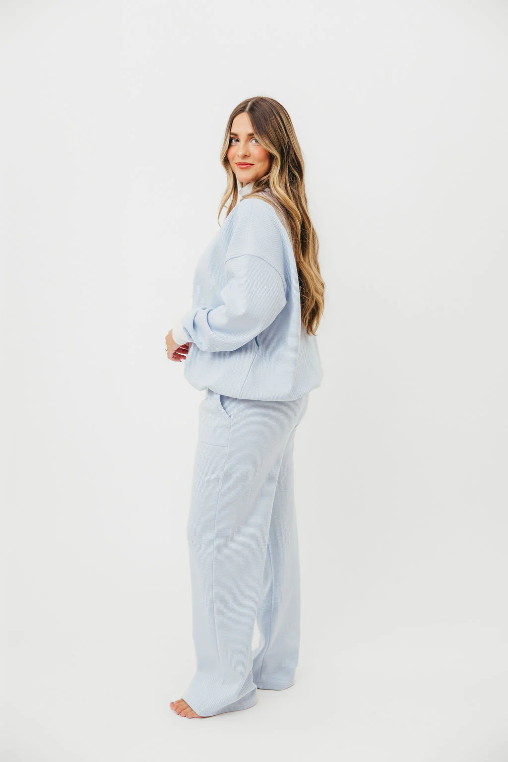Nixon Mini Striped Sweatpants in Blue and White - Image 12