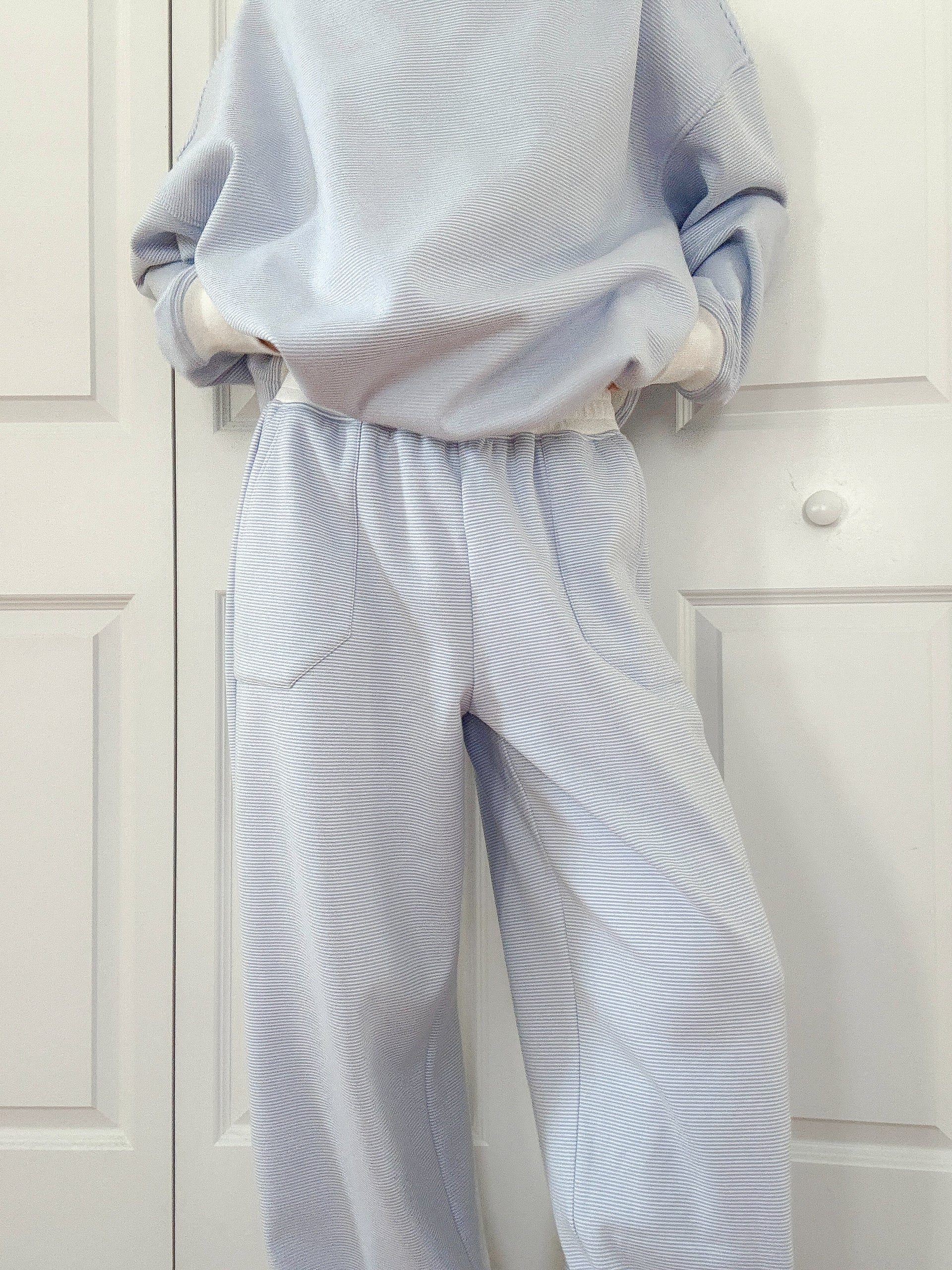 Nixon Mini Striped Sweatpants in Blue and White - Image 4