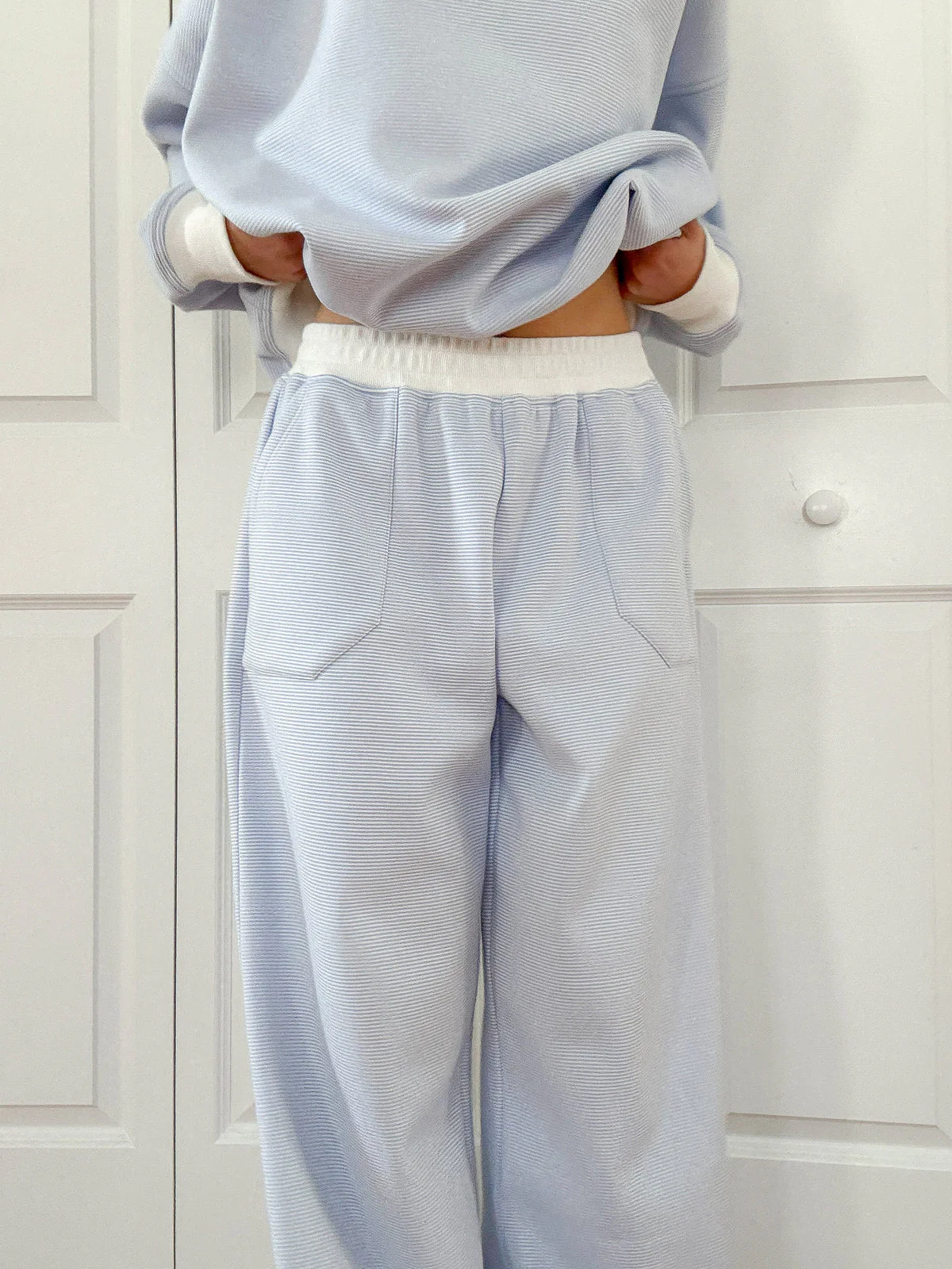 Nixon Mini Striped Sweatpants in Blue and White - Image 5