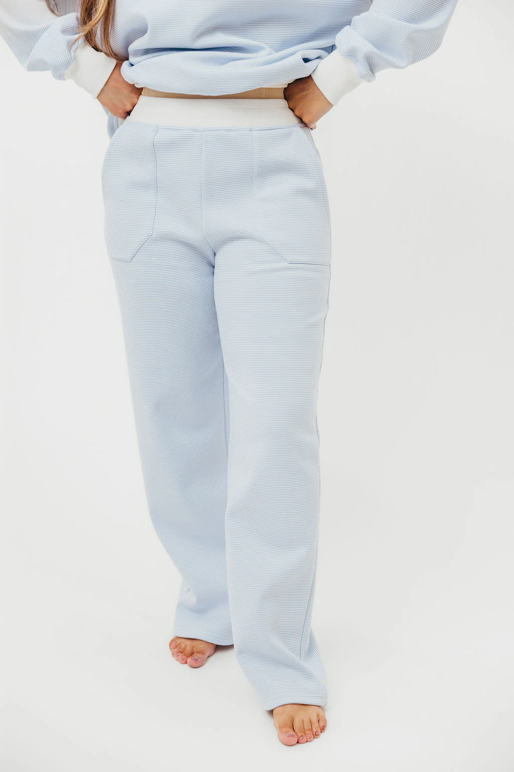 Nixon Mini Striped Sweatpants in Blue and White - Image 7