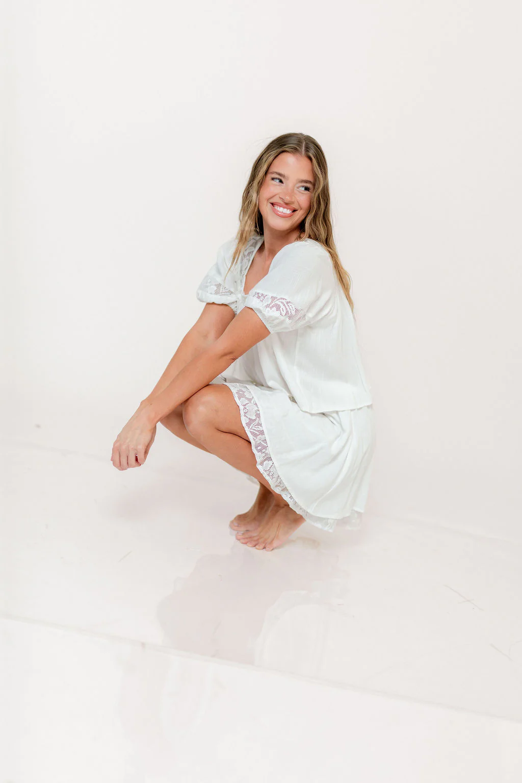 Misty Lace Inset Top in Ivory - Image 2