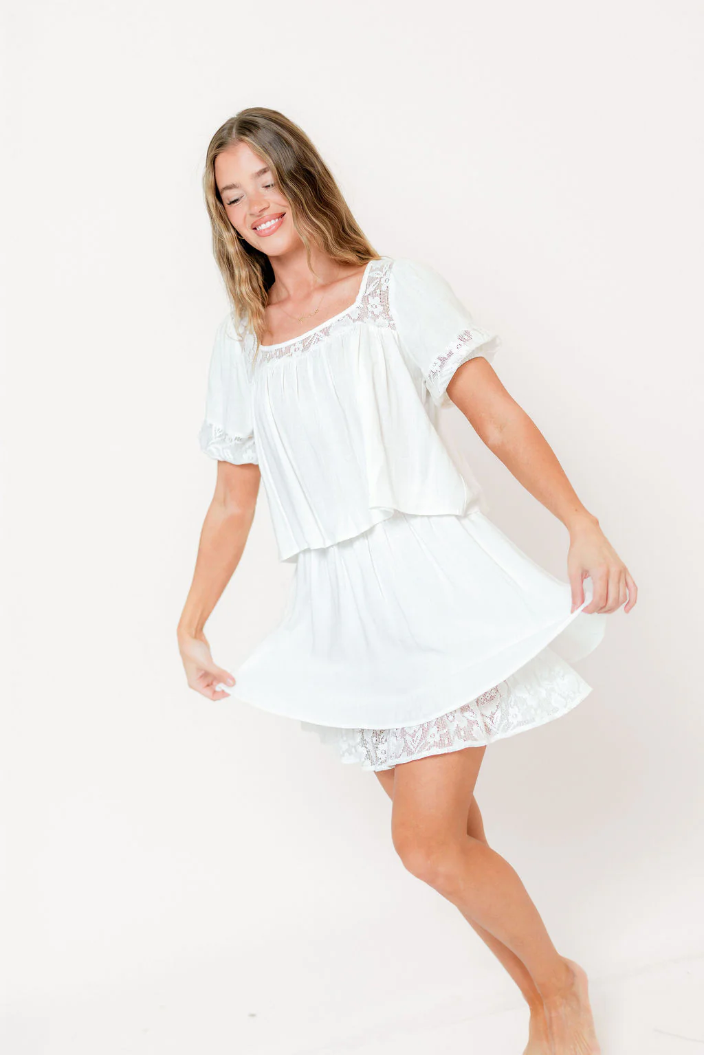 Misty Lace Inset Top in Ivory - Image 6