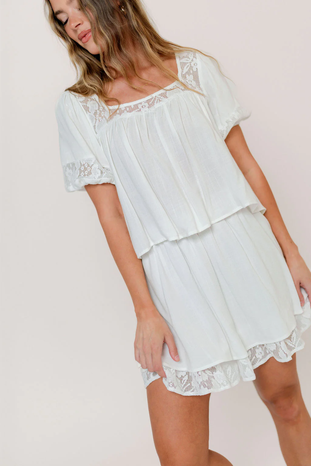 Misty Lace Inset Top in Ivory - Image 9
