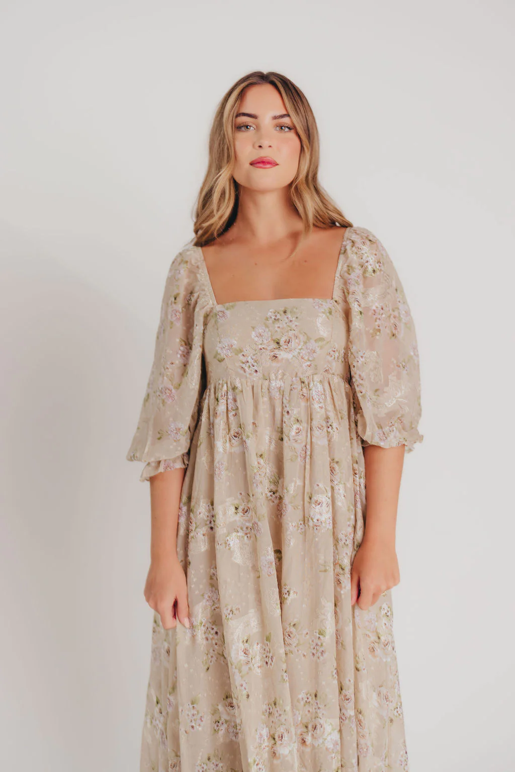 Mona Maxi Dress in Beige/Brown Floral - Bump Friendly (Restocking in July) - Image 11