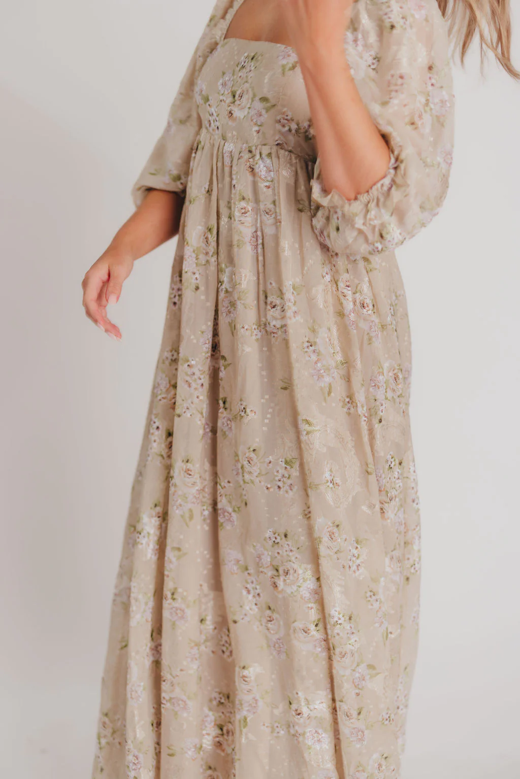 Mona Maxi Dress in Beige/Brown Floral - Bump Friendly (Restocking in July) - Image 13