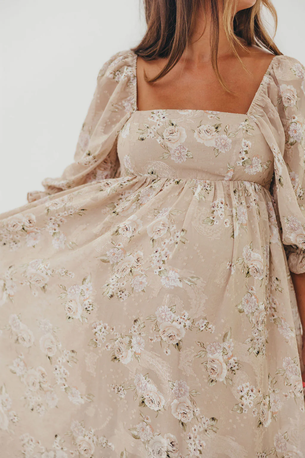 Mona Maxi Dress in Beige/Brown Floral - Bump Friendly (Restocking in July) - Image 19