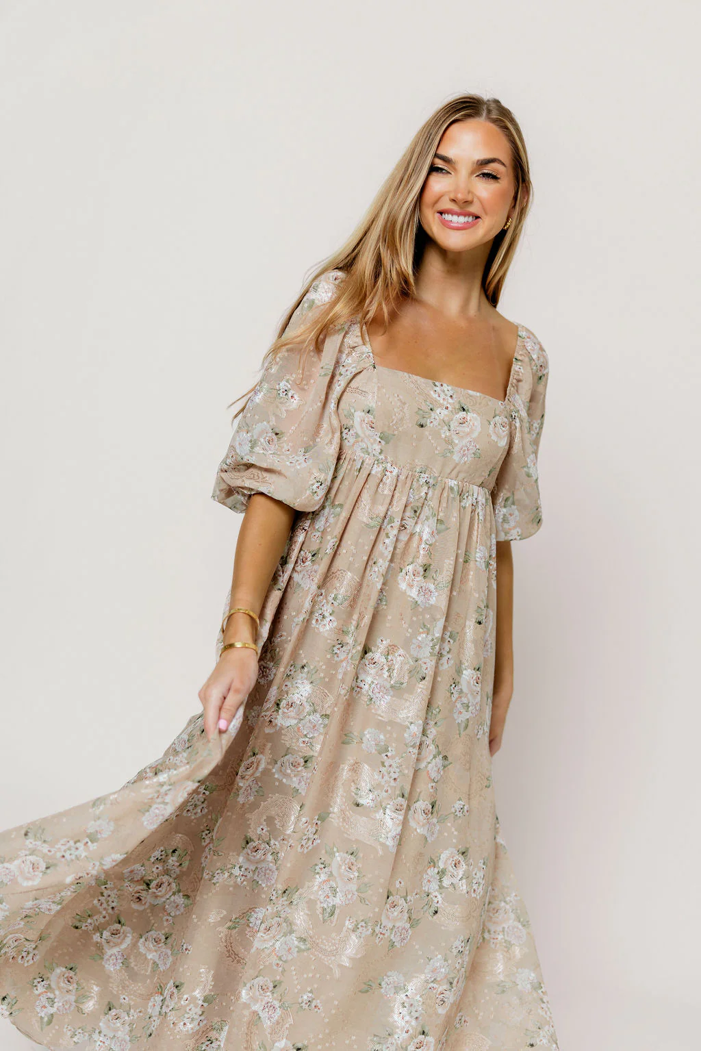 Mona Maxi Dress in Beige/Brown Floral - Bump Friendly (Restocking in July) - Image 24