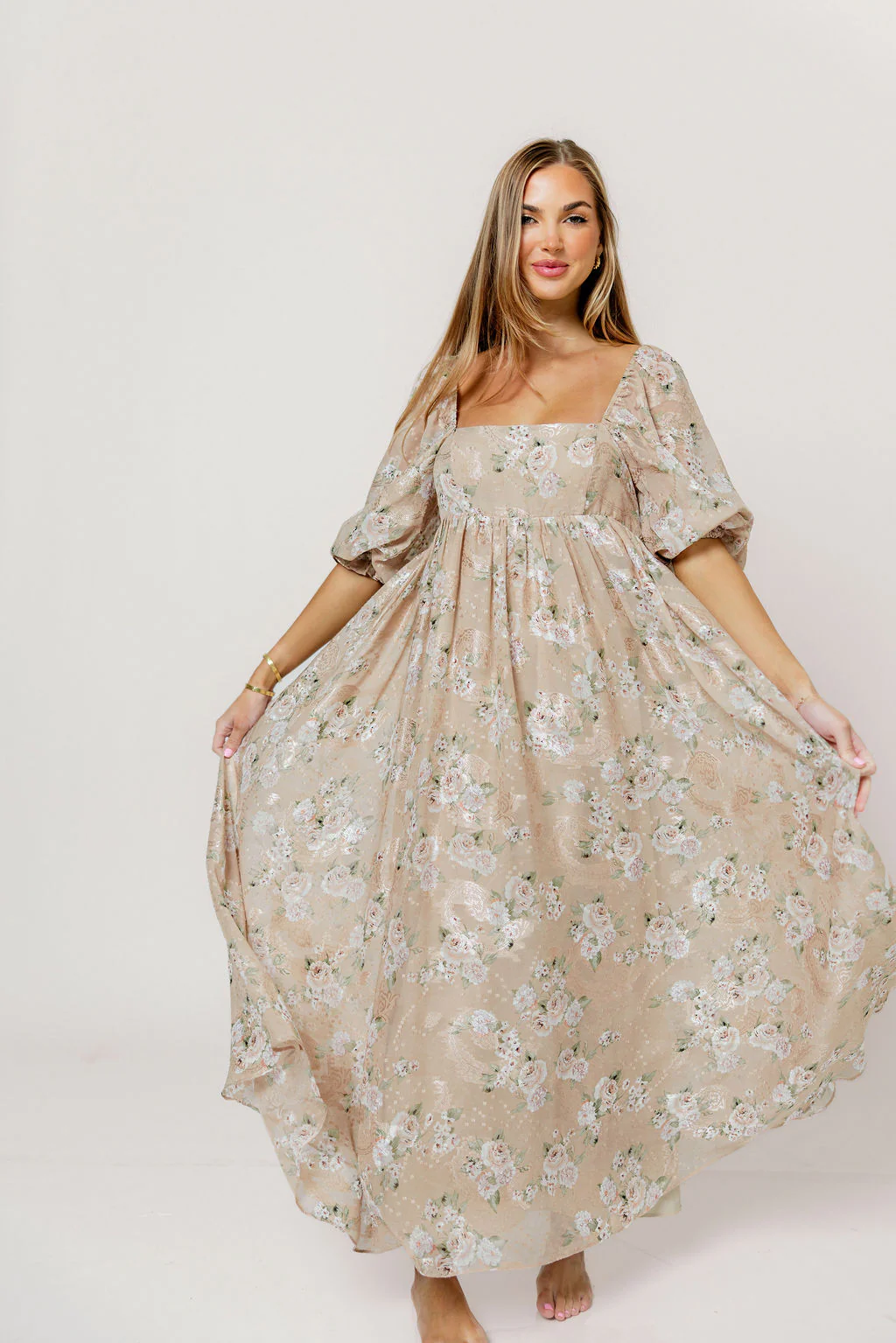 Mona Maxi Dress in Beige/Brown Floral - Bump Friendly (Restocking in July) - Image 25