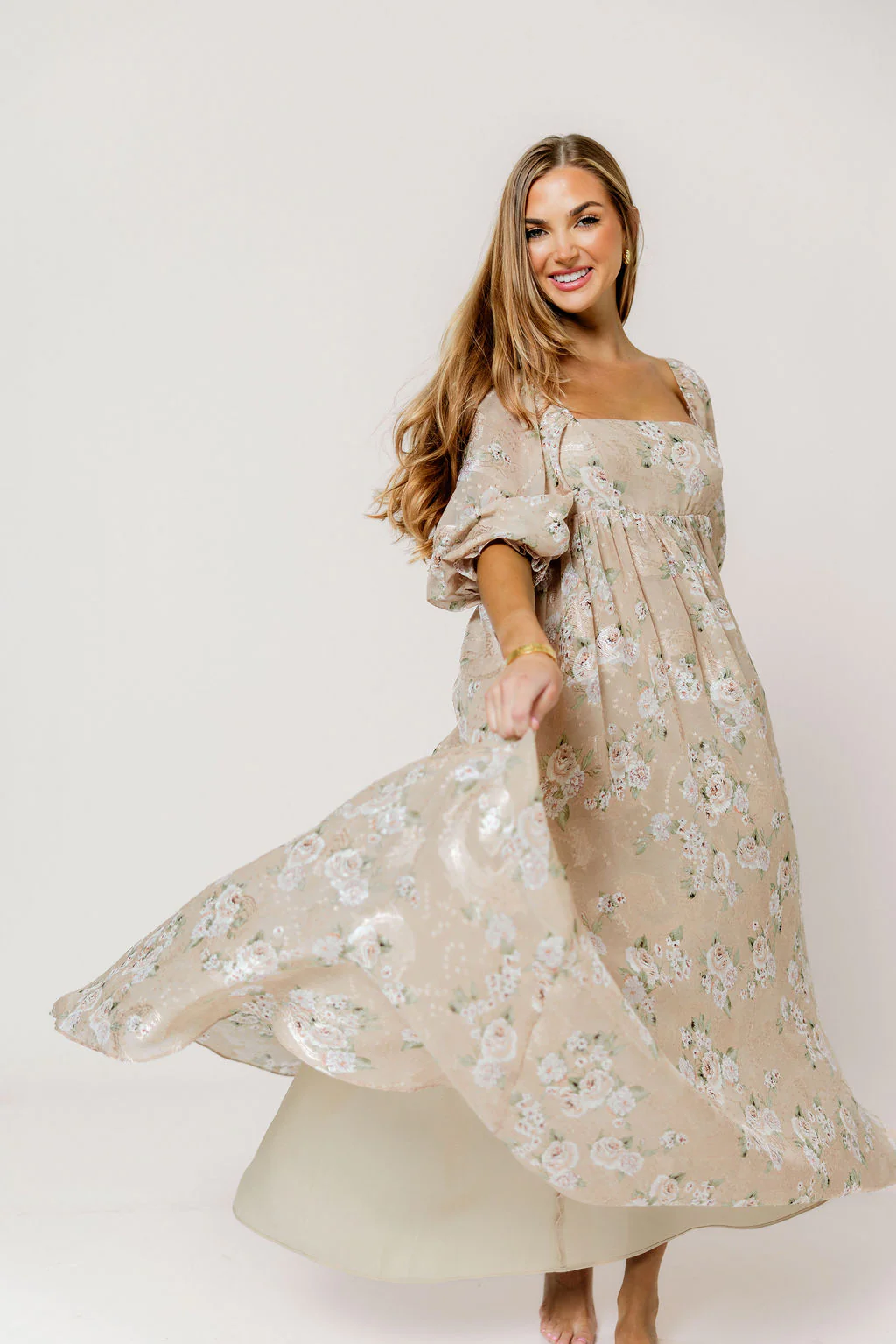 Mona Maxi Dress in Beige/Brown Floral - Bump Friendly (Restocking in July) - Image 5