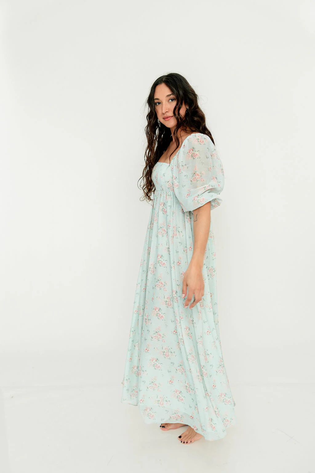 Mona Maxi Dress in Mint/Pink Floral - Bump Friendly - Image 11