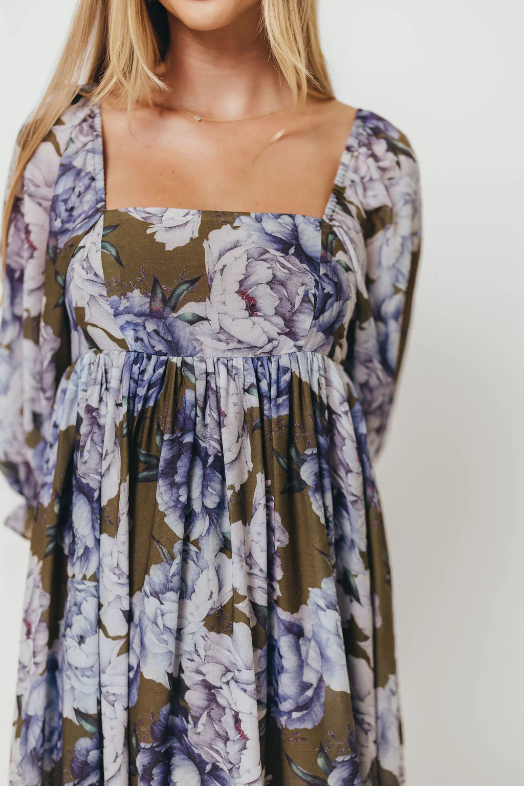 Mona Maxi Dress in Olive/Blue Floral - Bump Friendly - Image 22