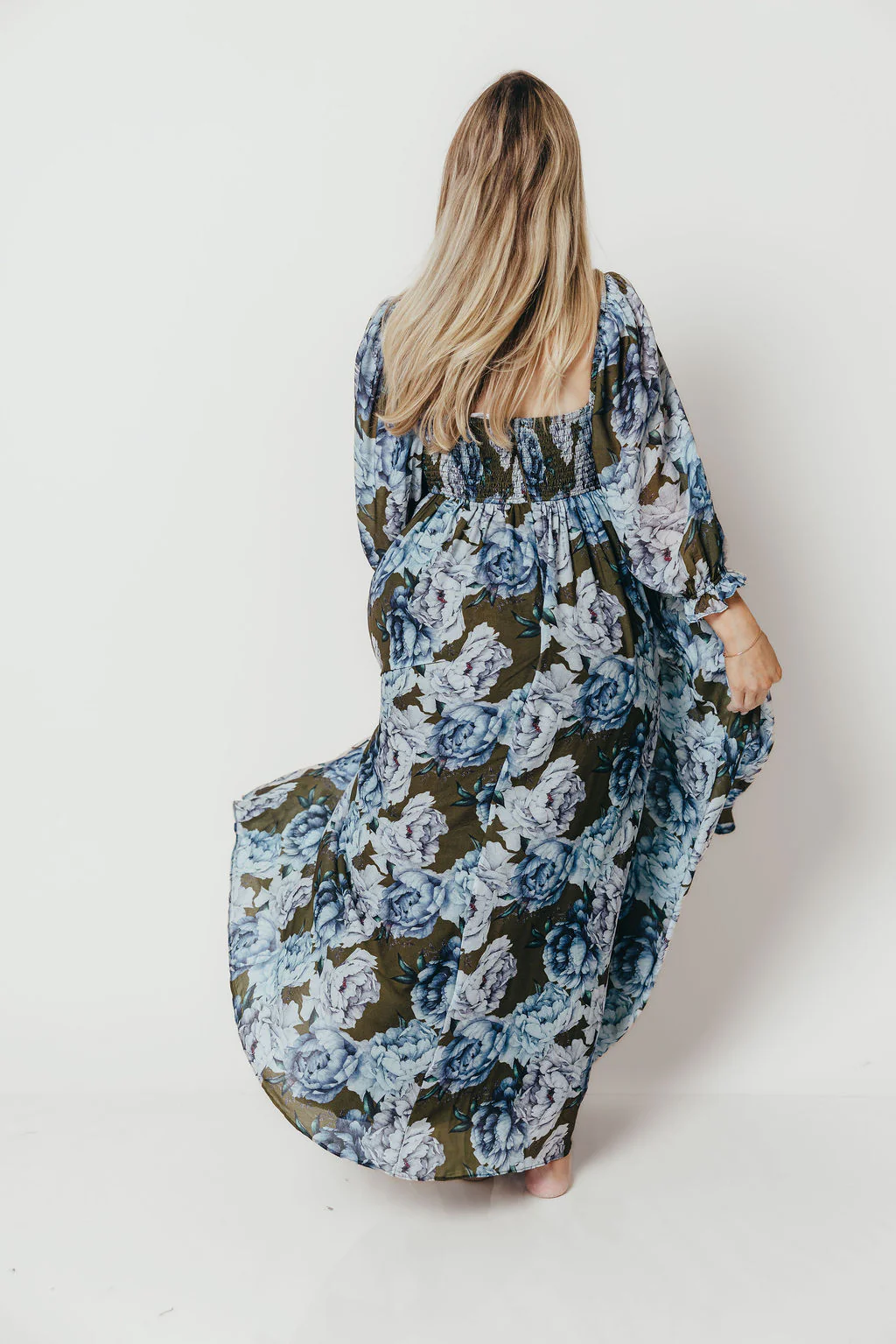 Mona Maxi Dress in Olive/Blue Floral - Bump Friendly - Image 27
