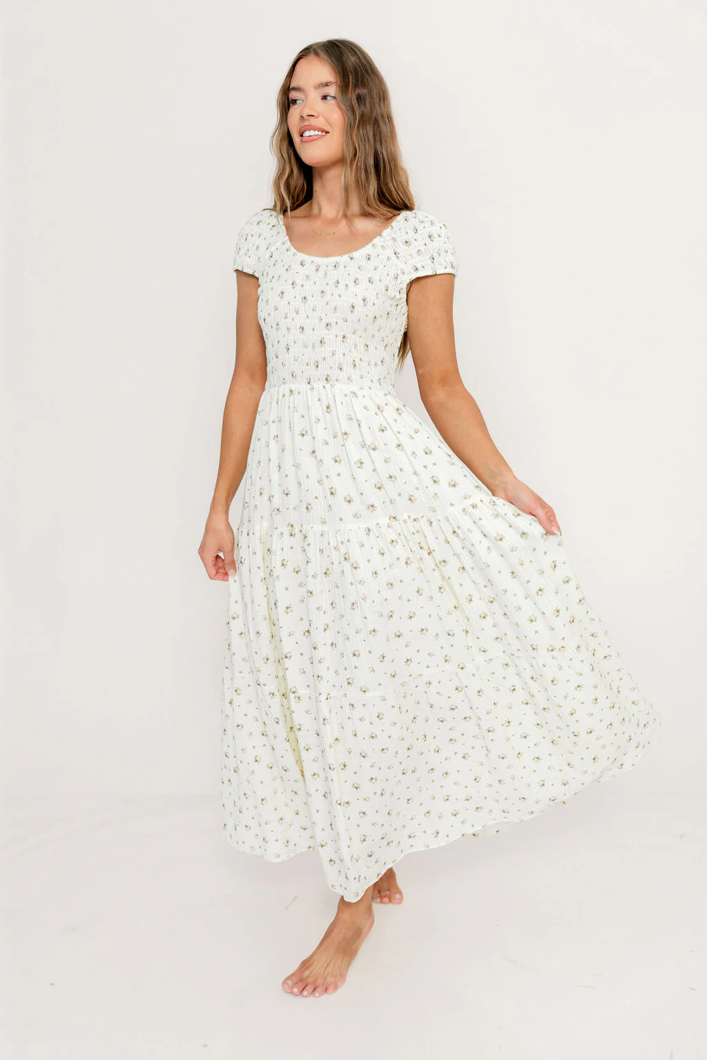 Monet 100% Cotton Maxi Dress in Pink Floral - Bump Friendly